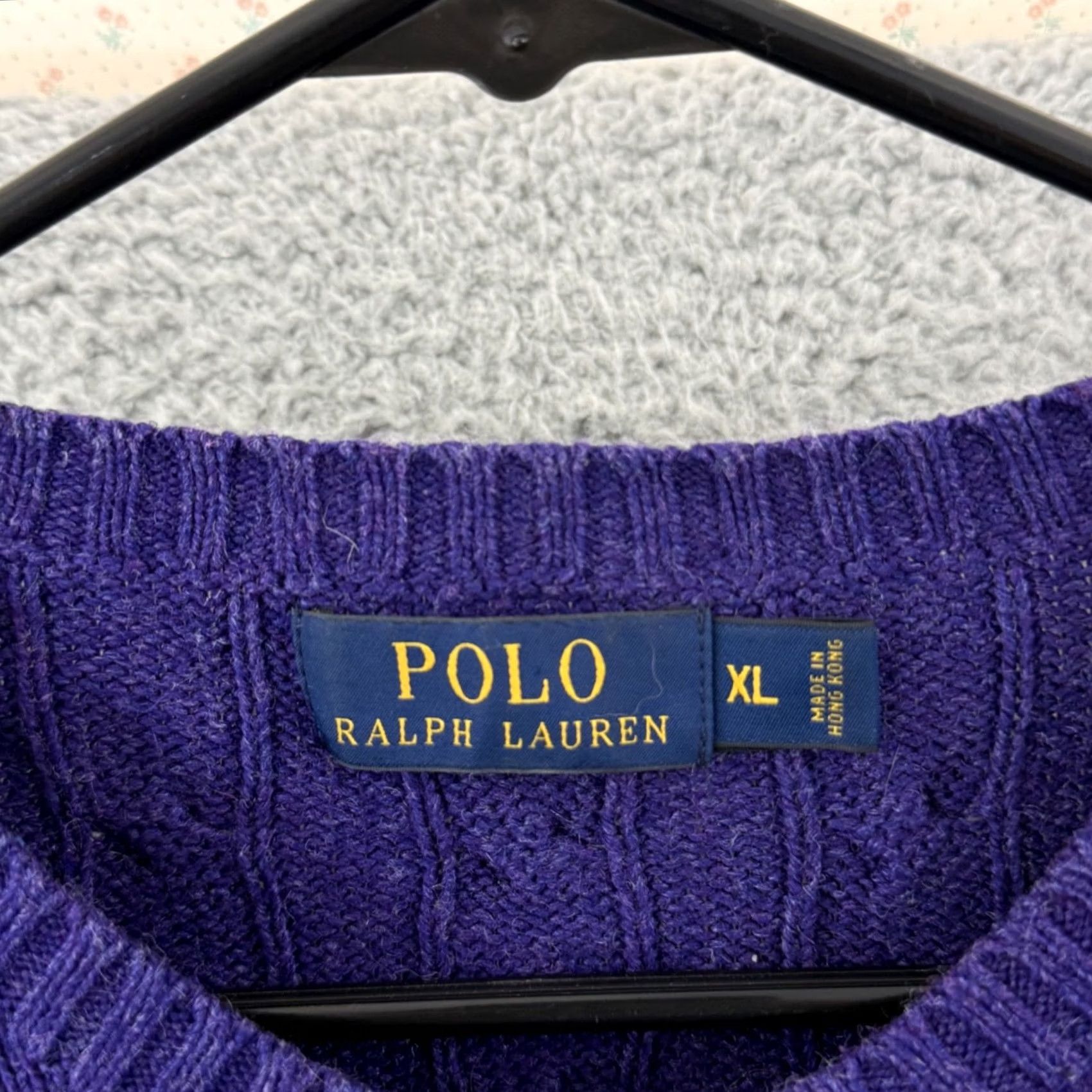 Polo Ralph Lauren VINTAGE Polo Ralph Lauren Sweater Mens XL Purple Long Sleeve 100% Silk Cable Knit Preppy Size US XL / EU 56 / 4 - 6 Thumbnail