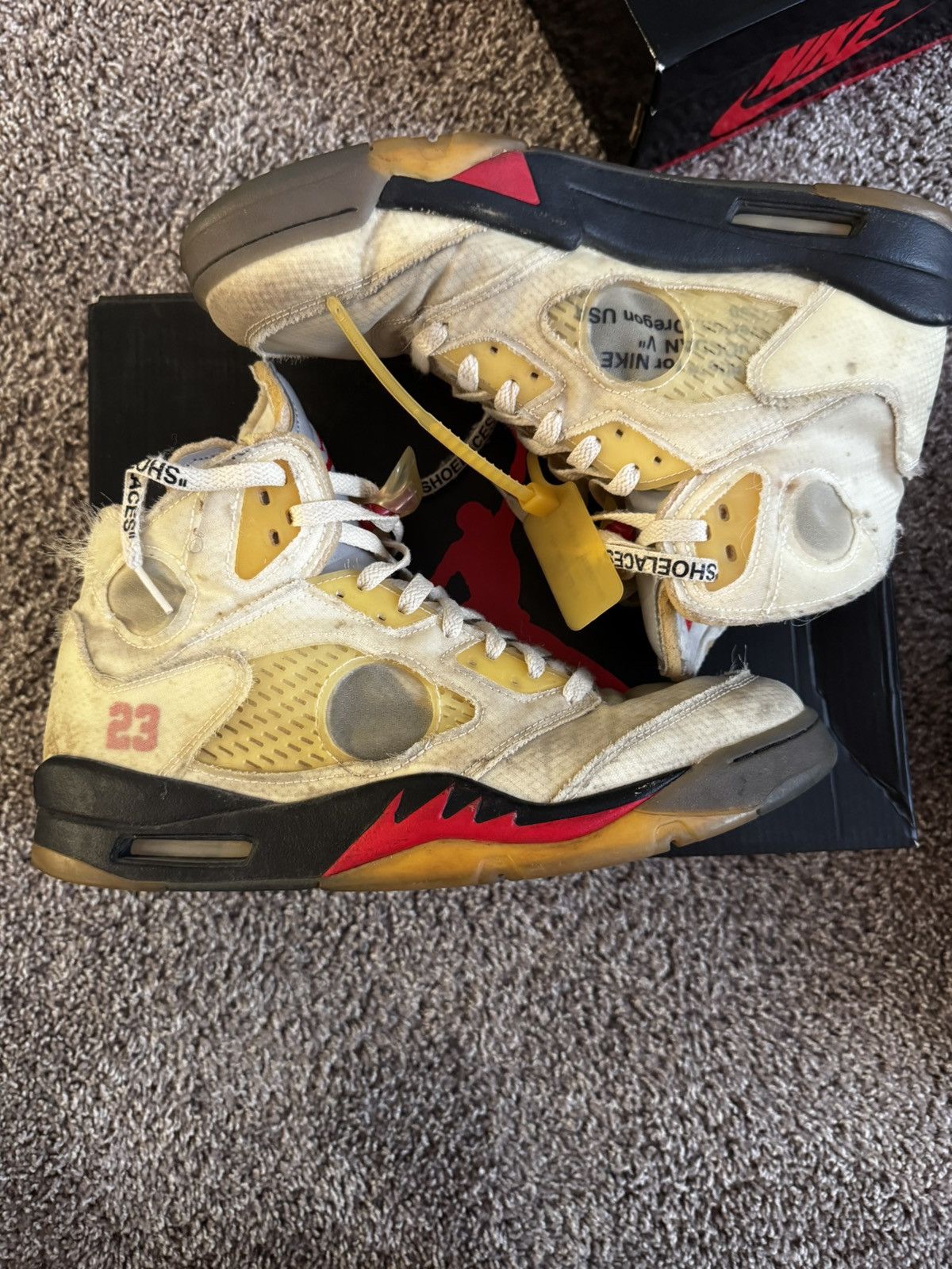 Jordan Brand × Off-White Jordan 5 Off White “Sail” Size US 12 / EU 45 - 2 Thumbnail