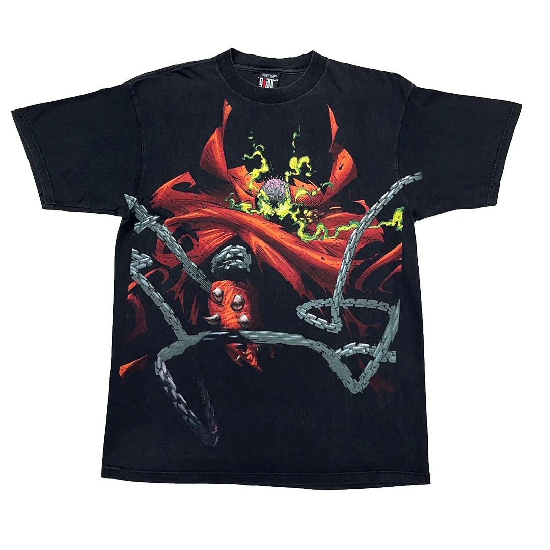 Image of Giant x Vintage Spawn 97 1990 Vintage Comics Aop Graphic T-Shirt in Black, Men's (Size XL)