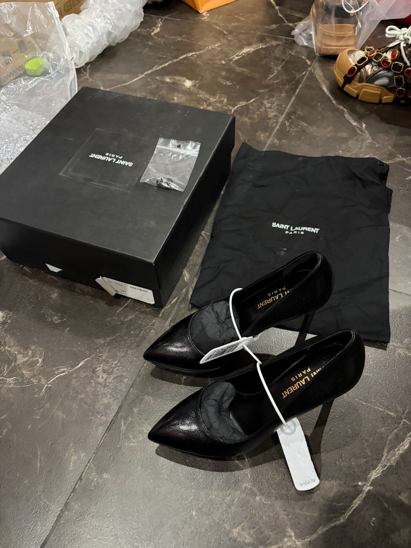Saint Laurent Paris Saint Laurent Leather Pointed Toe Heels Size US 7 / IT 37 - 1 Thumbnail