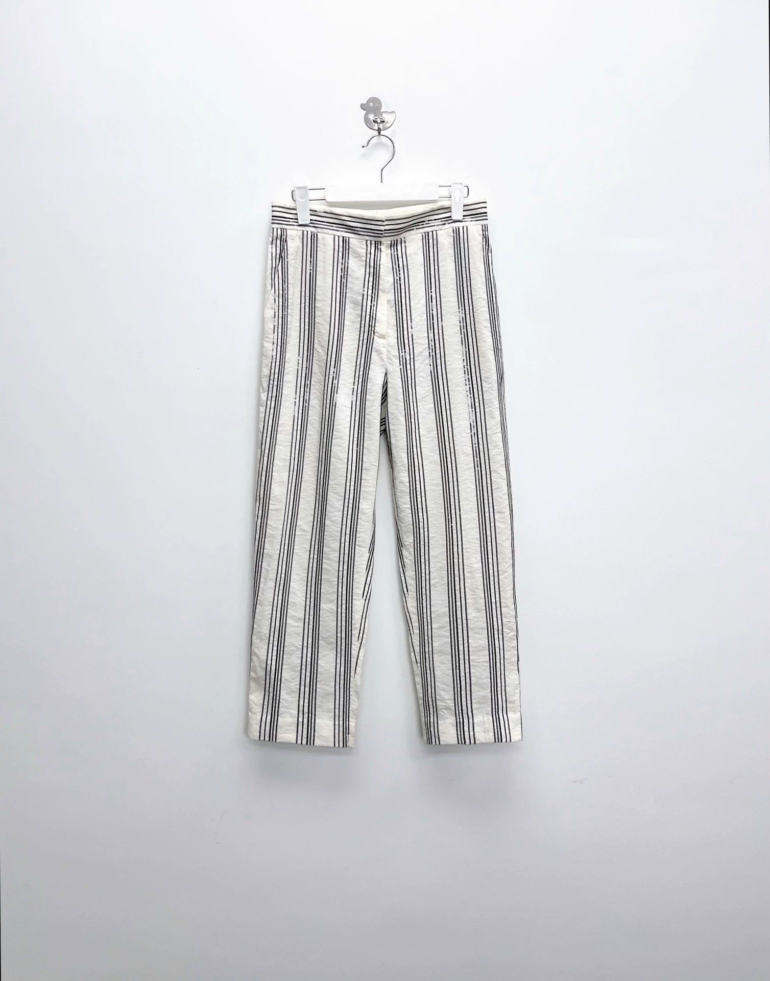 brunello cucinelli ivory striped casual pants