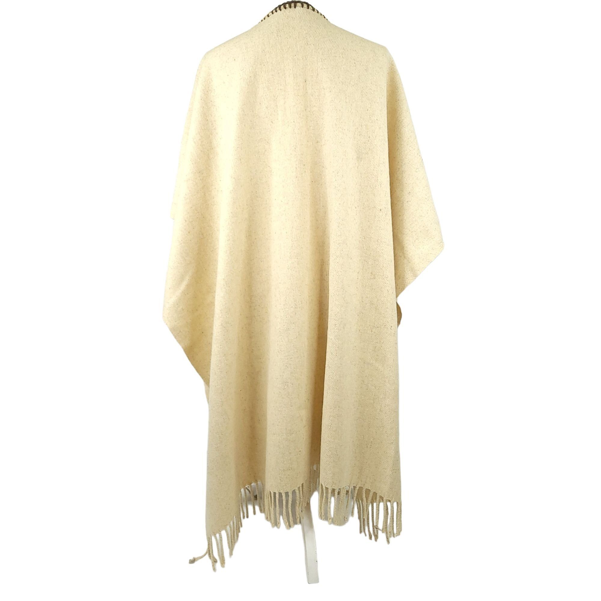 Other Boho Wool Cape Poncho Wrap OS Vintage Cream Fringe Southwest Size ONE SIZE - 4 Thumbnail