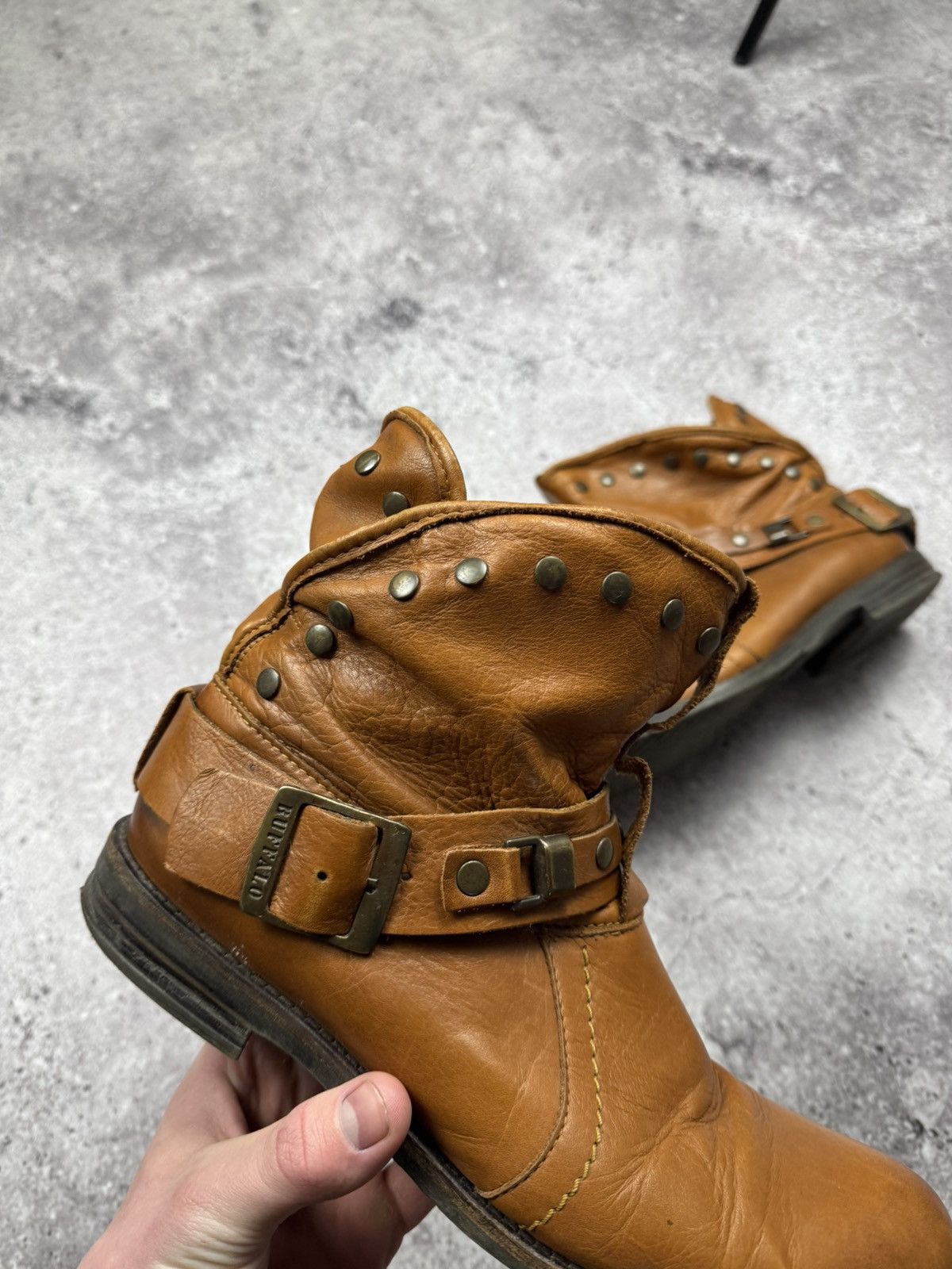 Japanese Brand A.S.9.8 Buffalo Style Studded Belted Boots Leather Japanese Size US 8 / EU 41 - 4 Thumbnail