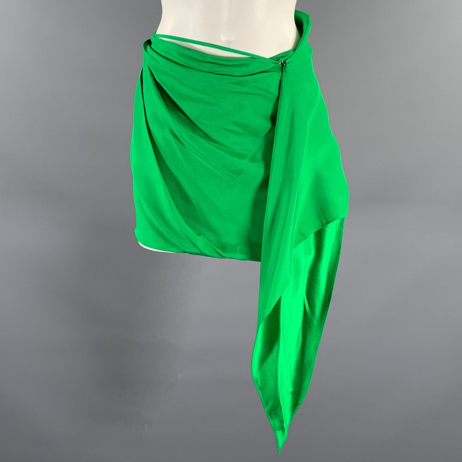 GAUGE81 GAUGE 81 Size XS Green Silk Draped Mini Skirt Size 25" / US 0 / IT 36 - 1 Thumbnail