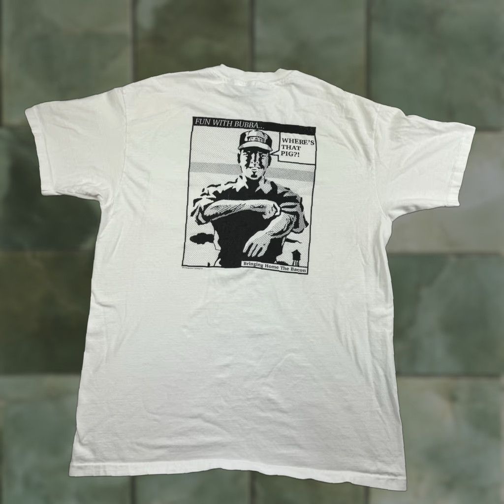 Hanes VINTAGE Bubba Products Promo Shirt Adult XL White Thrashed Charleston 90s Funny Size US XL / EU 56 / 4 - 1 Thumbnail