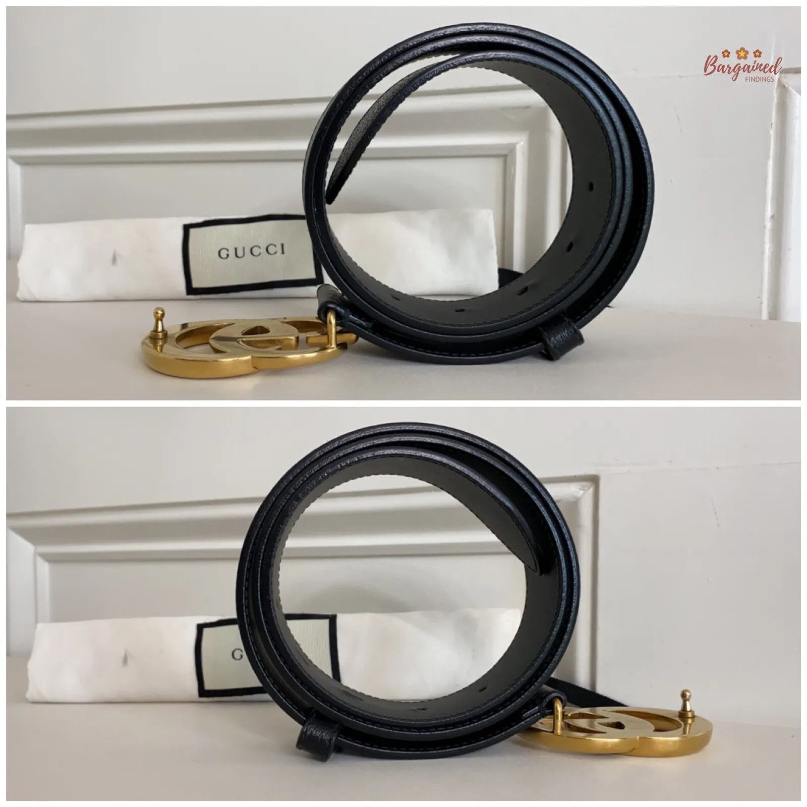Gucci Gucci Textured Wide Leather Signature Double G Buckle Belt Size 28 - 6 Thumbnail