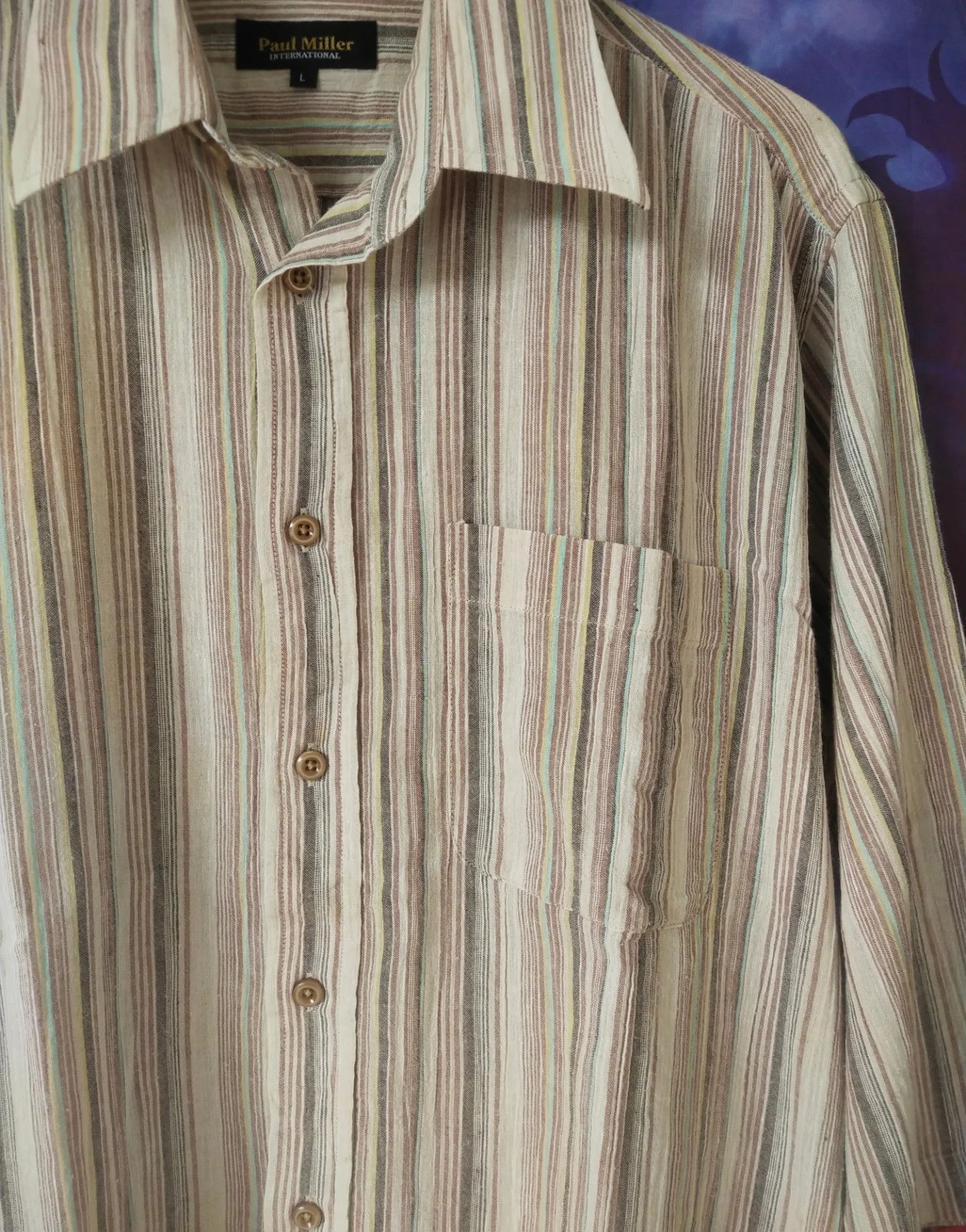 Vintage Paul Miller International Brown Striped Vintage Shirt Size US L / EU 52-54 / 3 - 2 Thumbnail