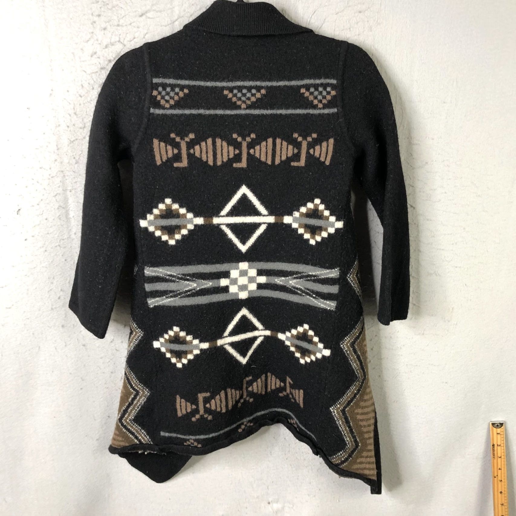 Vintage VINTAGE Tribal Cardigan Sweater Womens Small Black Wool Open Front Aztec Tribal Size S / US 4 / IT 40 - 2 Thumbnail