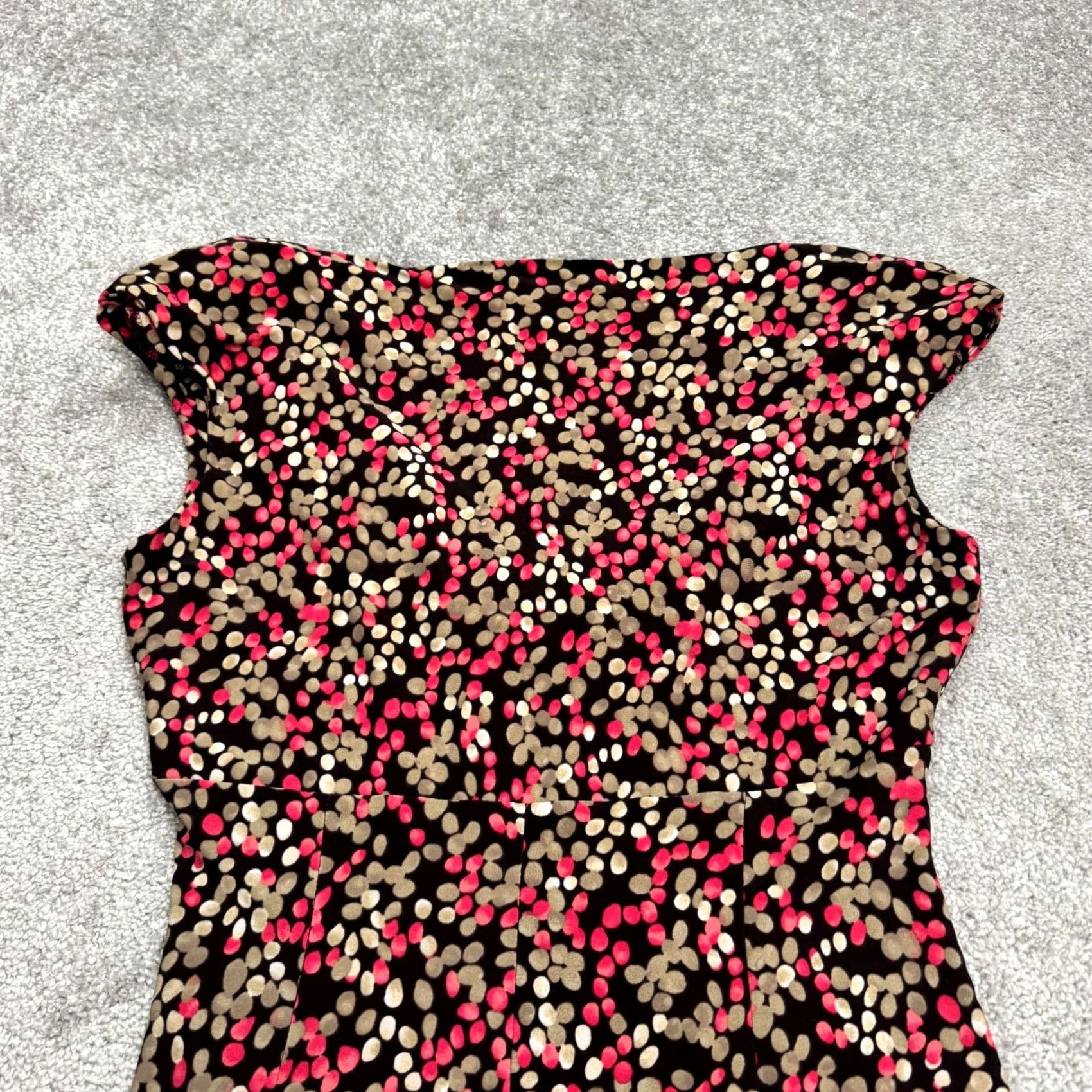 Ralph Lauren Lauren Ralph Lauren Padded Shoulders Midi Sheath Dress Womens 10 Cap Sleeve Multicolor V-Neck Pullover Knit Stretch Ruched Casual Workwear 90s? Size L / US 10 / IT 46 - 3 Thumbnail