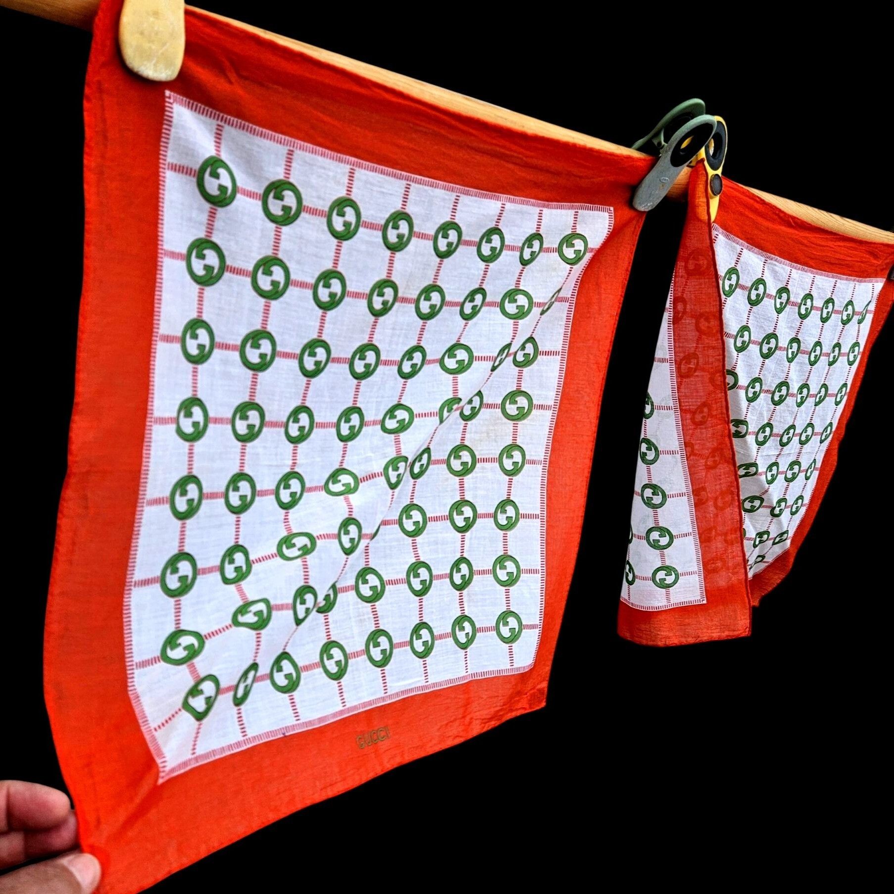 Gucci Vintage Gucci GG Monogram Cotton Handkerchief Scarf Set 2 Size ONE SIZE - 11 Thumbnail