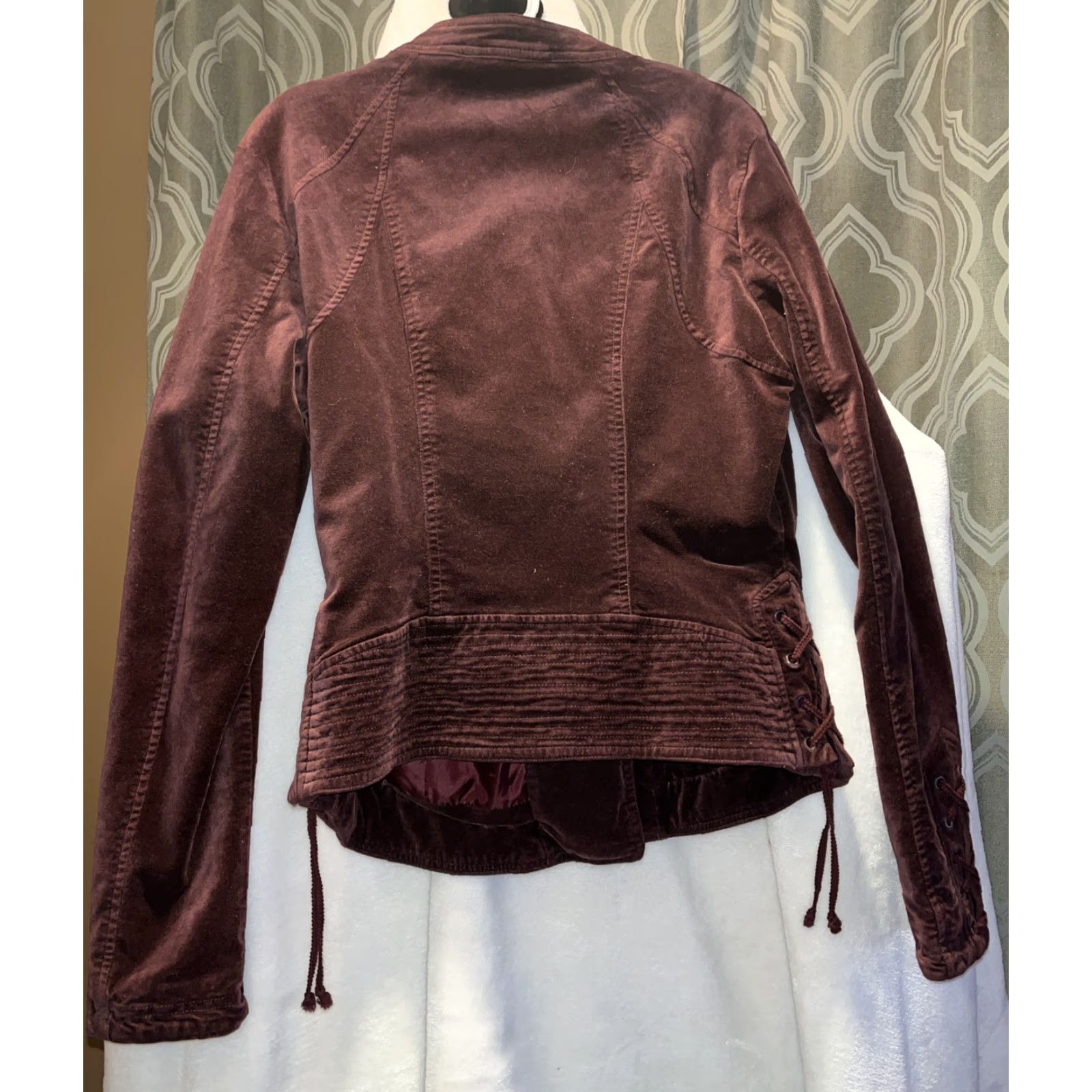 Velvet BNCI Burgundy Medium Velvet Boho Retro Style Jacket Size M / US 6-8 / IT 42-44 - 3 Thumbnail
