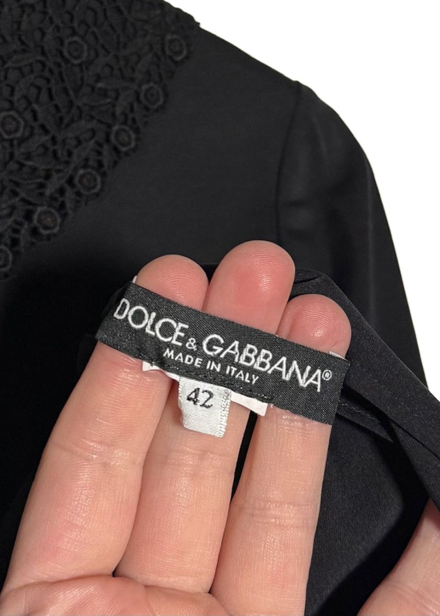 Dolce & Gabbana Dolce & Gabbana Black Lace Collar Accent Blouse Size M / US 6-8 / IT 42-44 - 4 Thumbnail