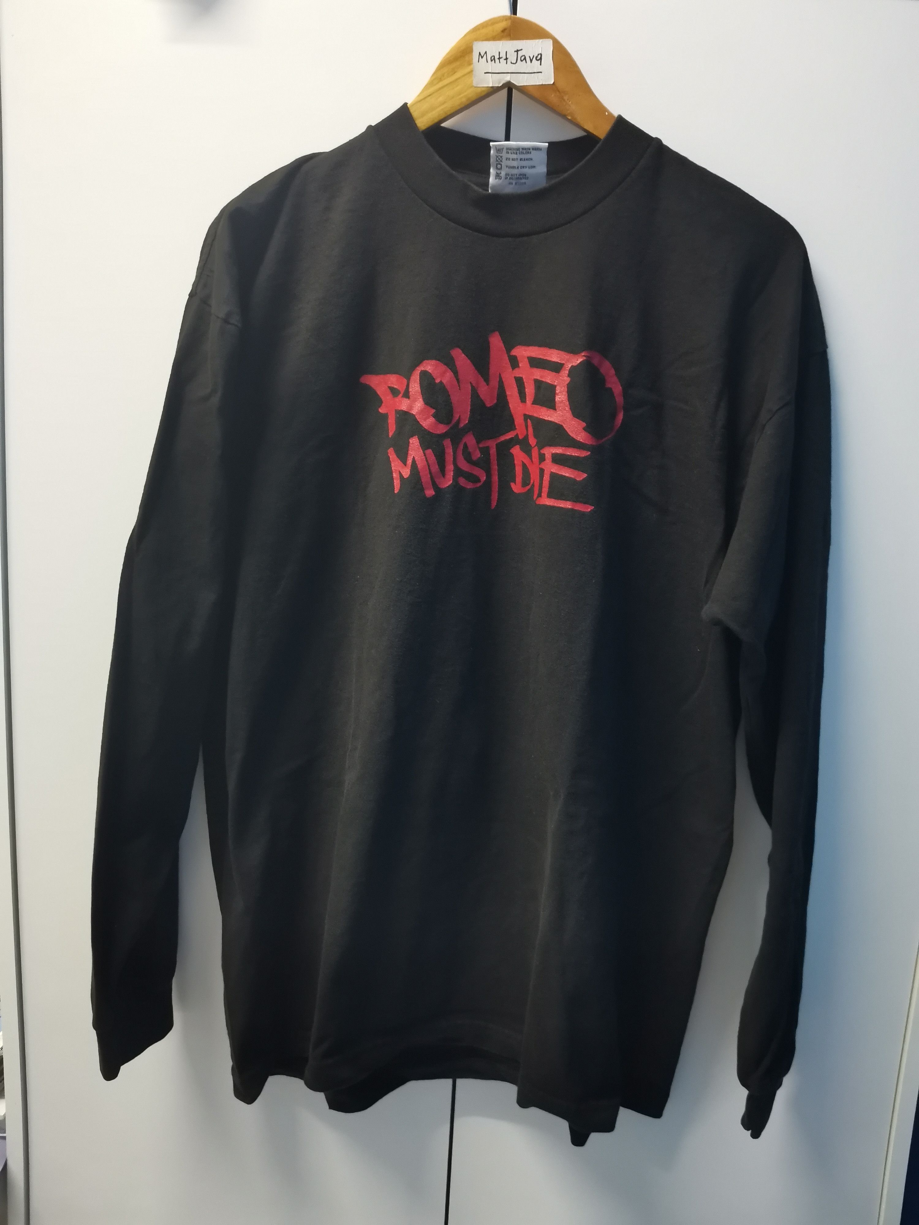 image of Vintage Aaliyah Romeo Must Die Rap Tee Movie Album in Black, Men's (Size XL)