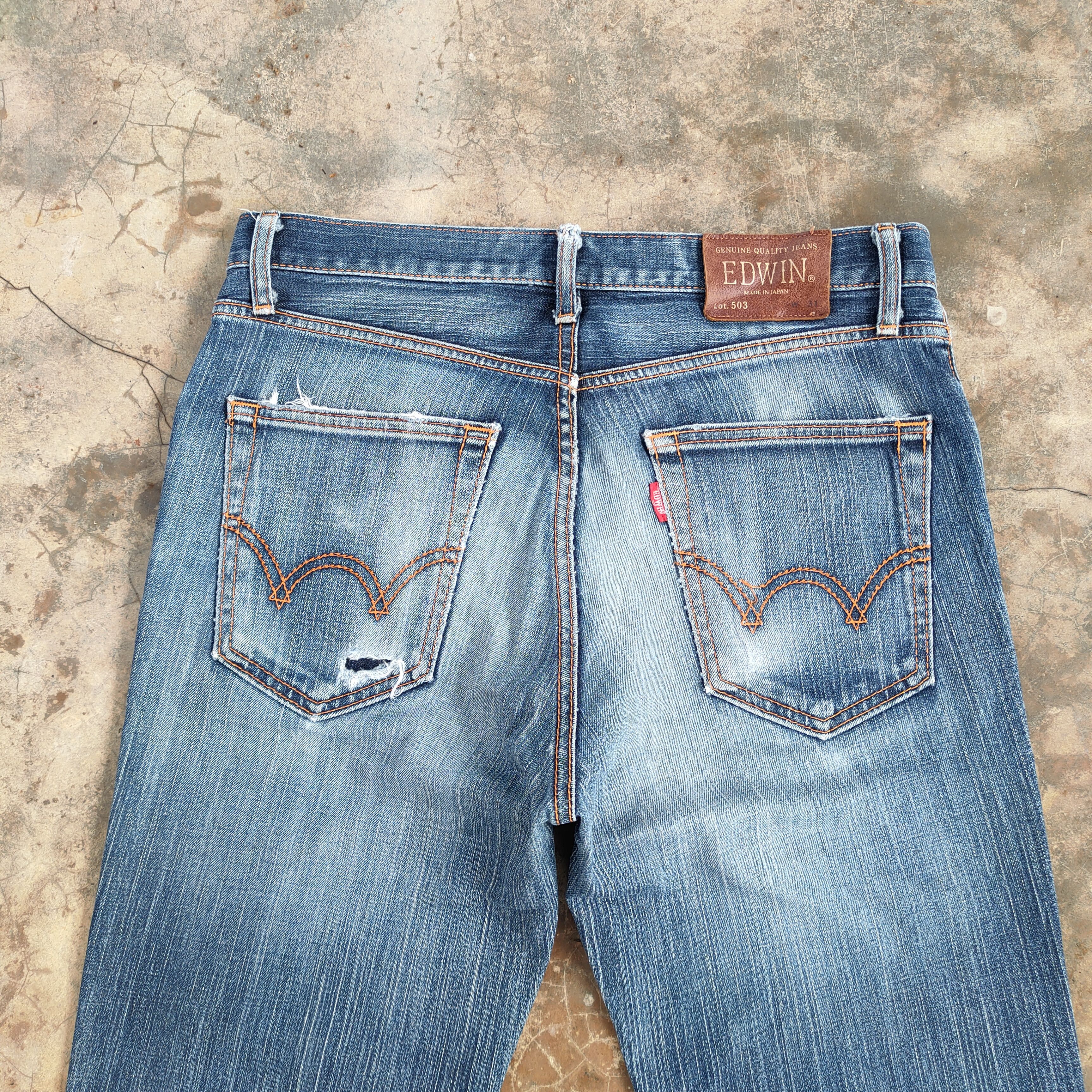 Edwin Vintage Edwin 503 Faded ripped denim jeans pants Size US 33 - 10 Thumbnail