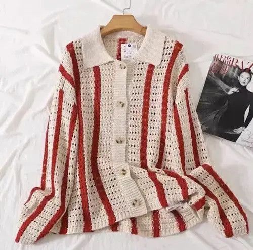 Other Knit Striped Jacquard Cardigan Size US L / EU 52-54 / 3 - 3 Thumbnail