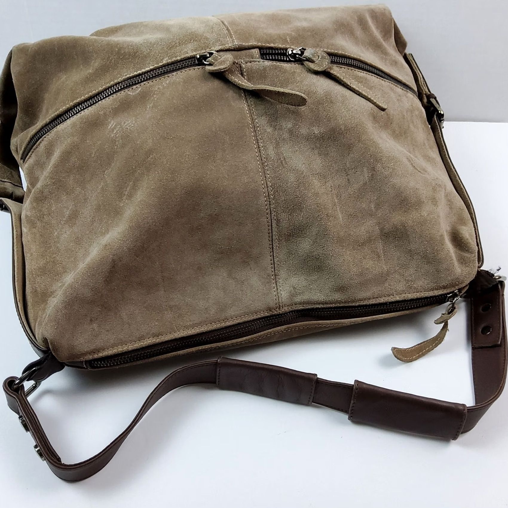 Donald Pliner Donald J Pliner Suede Leather Hobo Bag Purse Women Brown Leather Lining 18x15x5 Size ONE SIZE - 6 Thumbnail