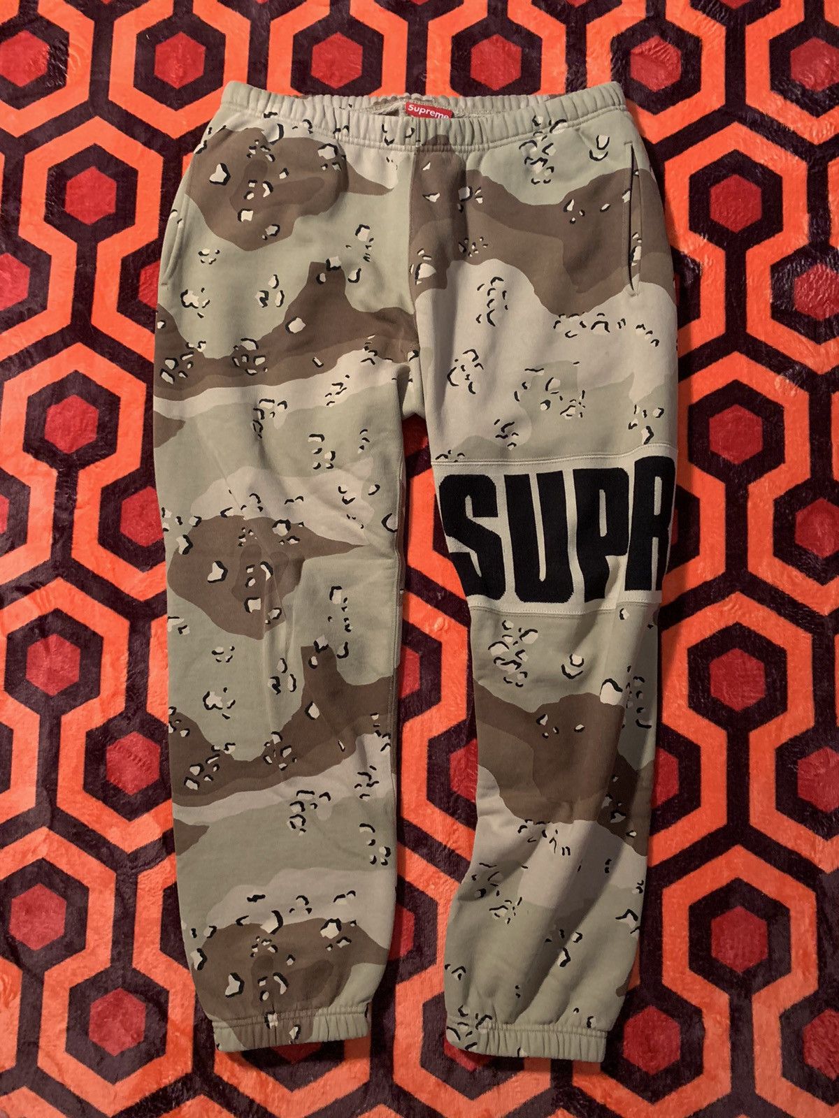 image of Supreme Chocolate Chip Camo Ribbed Sweatpants, Men's (Size 32)