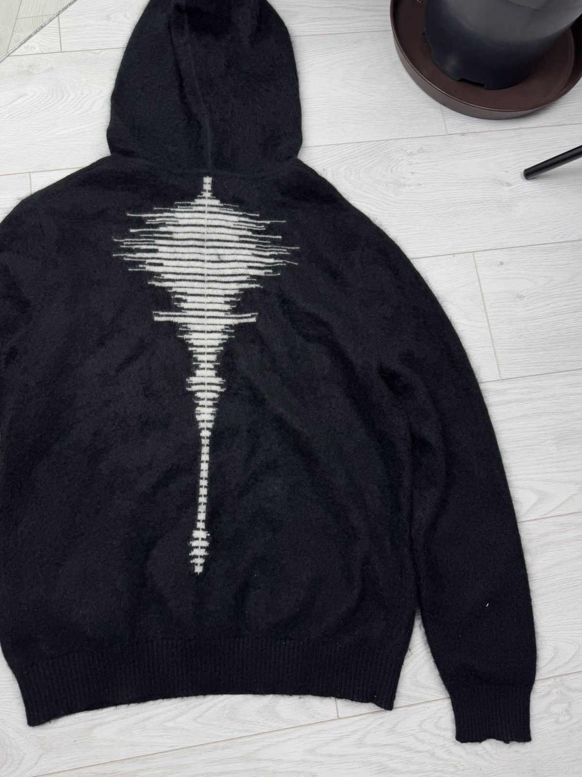 Japanese Brand Forcerepublik Black Wool Hoodie Oversized Size US XXL / EU 58 / 5 - 3 Thumbnail