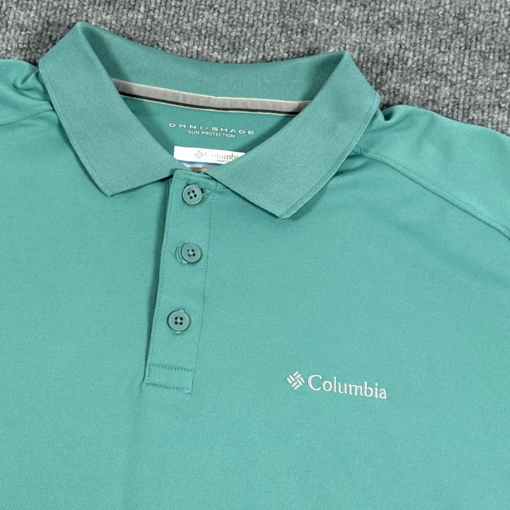 Vintage Columbia Polo Shirt Mens XL Green Omni Shade Sun Protection Golf Performance Shirt PDQ Embroidered Logo Size US XL / EU 56 / 4 - 2 Thumbnail