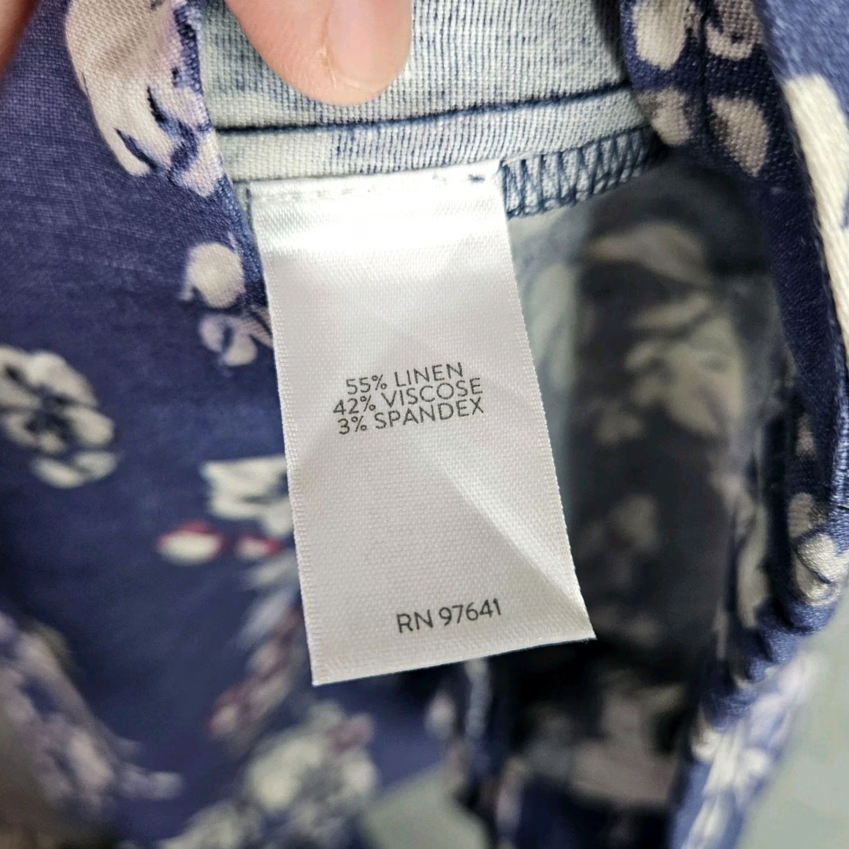 J. Jill J.Jill Linen Stretch Pants Women S Blue Floral Pull On Ankle Casual Pants Size 28" / US 6 / IT 42 - 7 Thumbnail