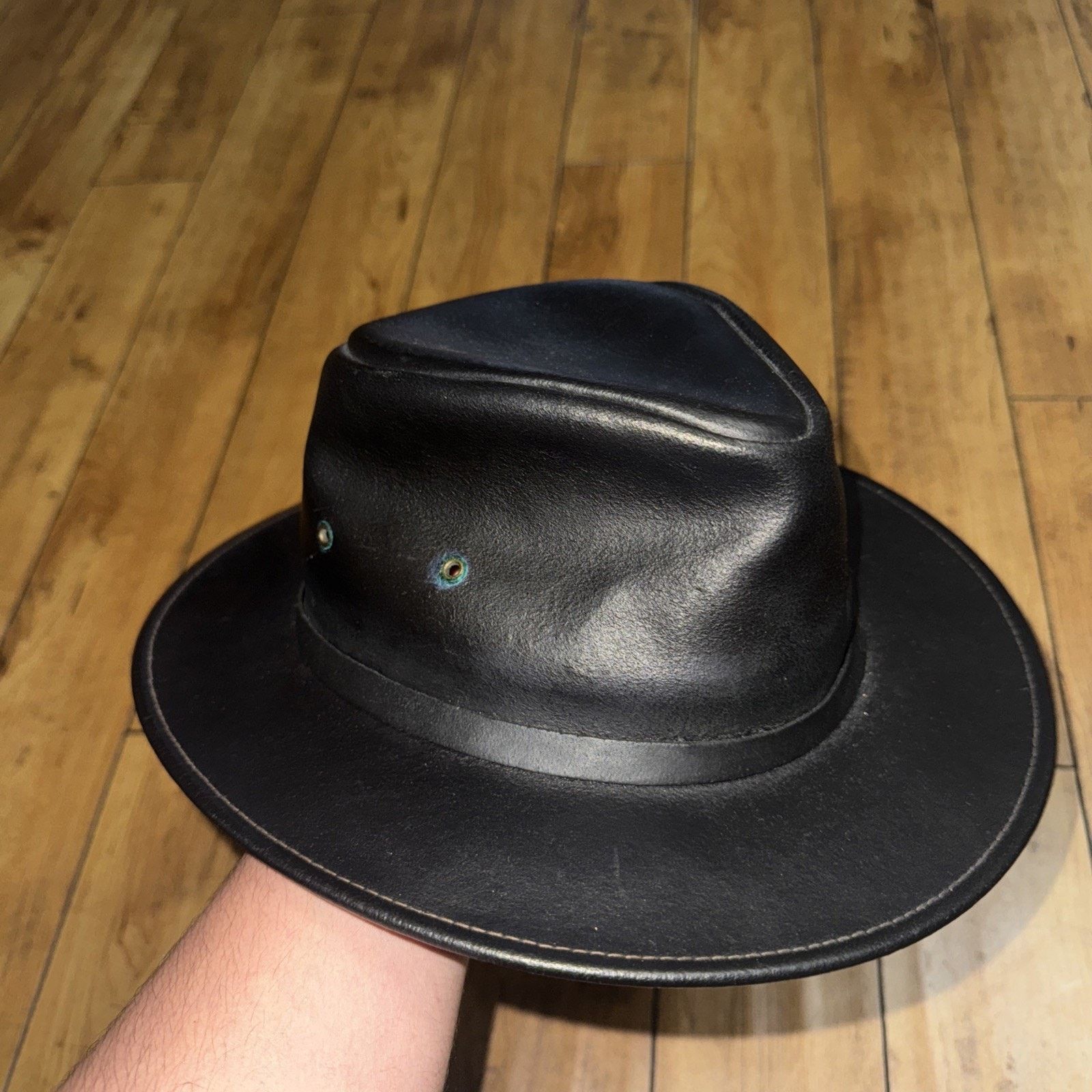 Japanese Brand × Vintage Henschel Leather Hat Black Large Size ONE SIZE - 5 Thumbnail