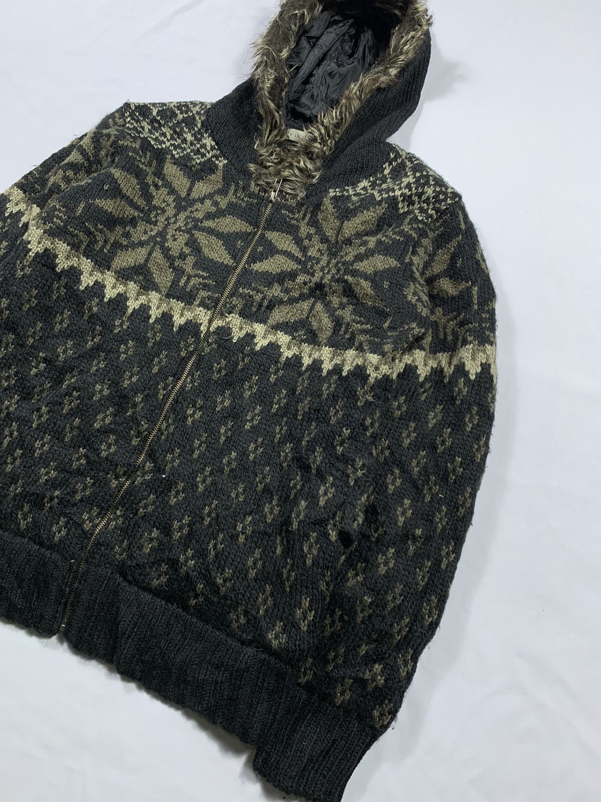 If Six Was Nine × Japanese Brand × Le Grande Bleu (L.G.B.) VILLAND JAPANESE NAVAJO KNIT FUR ZIP HOODIE Size US M / EU 48-50 / 2 - 2 Thumbnail