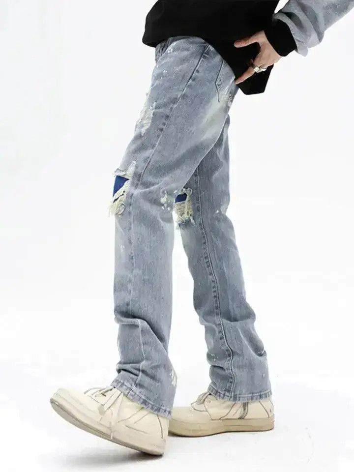 Japanese Brand Men's Knee with Hole Denim Trousers Punk Size US 30 / EU 46 - 3 Thumbnail