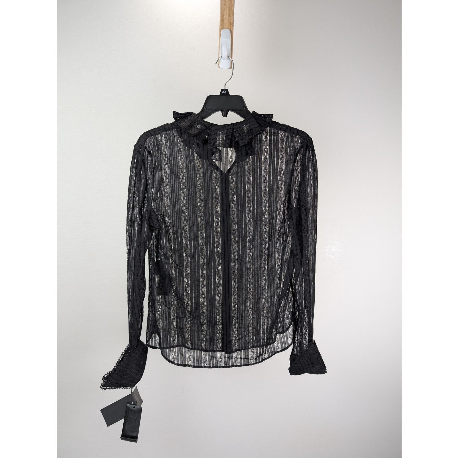 Saint Laurent Paris o1rshd1 Chemise Blouse Femme Dentelle Galon Shirt in Black Size US M / EU 48-50 / 2 - 10 Thumbnail