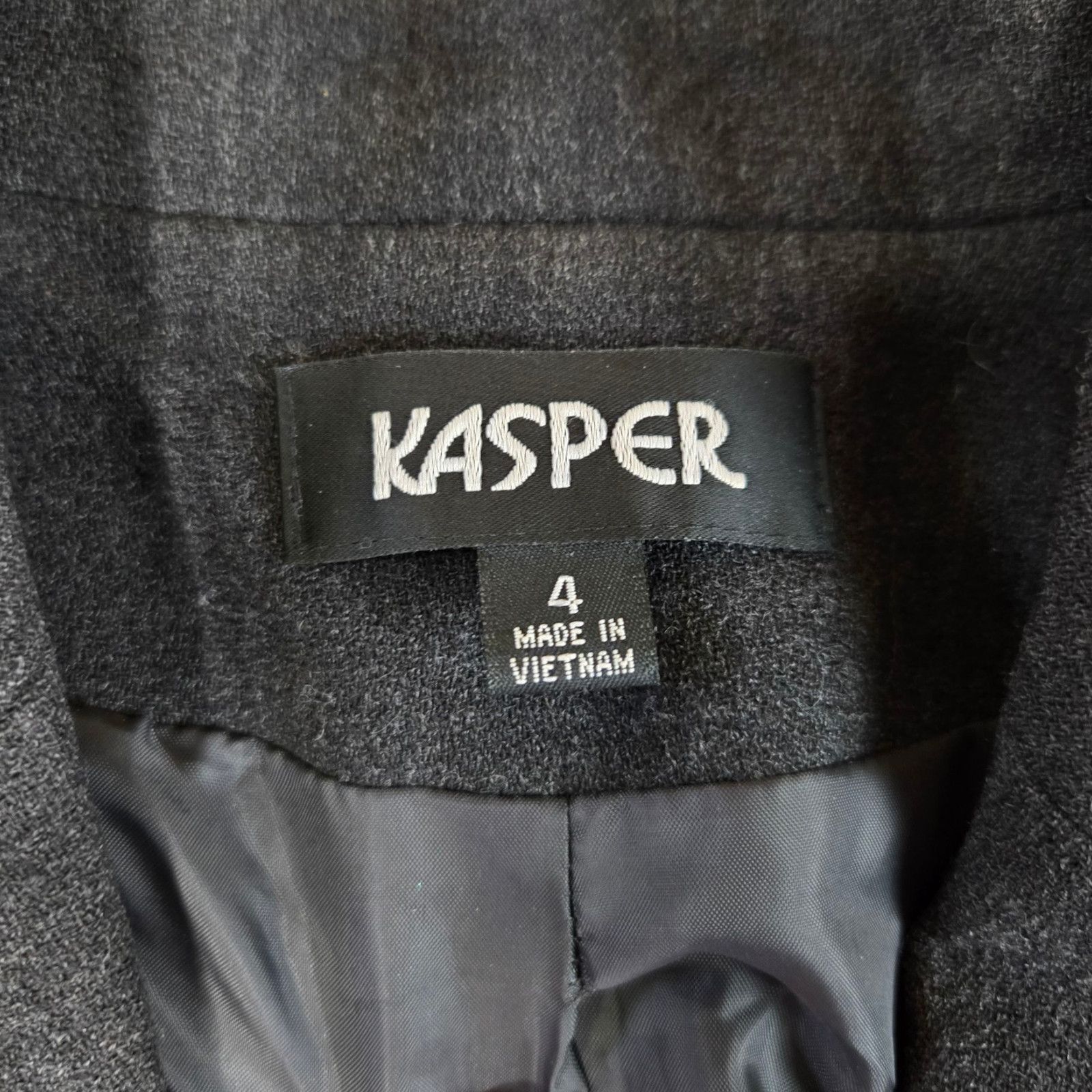 Vintage Vintage Kasper Gray Wool Blazer Jacket Size 4 Size S / US 4 / IT 40 - 5 Thumbnail