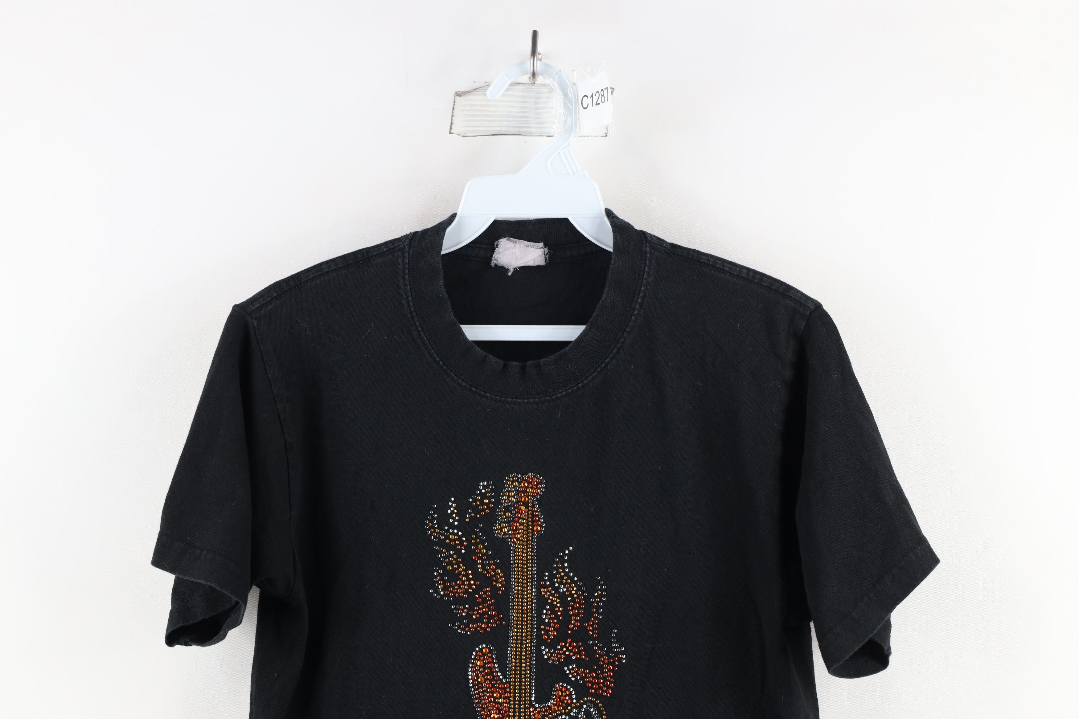 Vintage Vintage 90s Streetwear Guitar Fire Flames Branson T-Shirt Size S / US 4 / IT 40 - 2 Thumbnail
