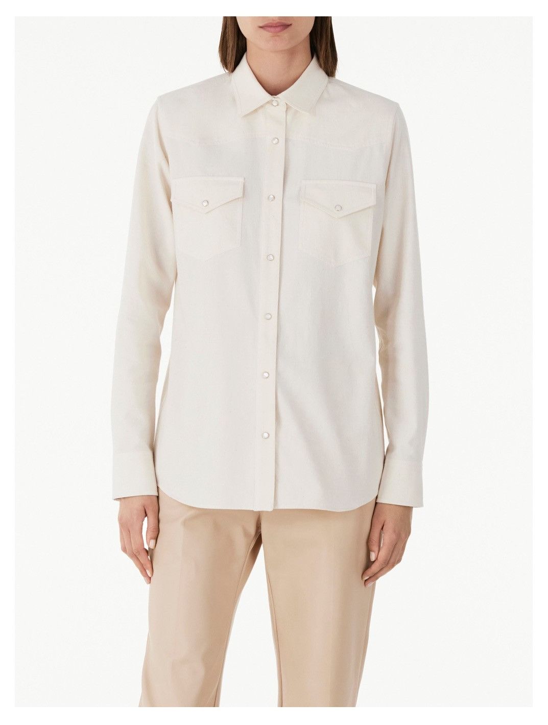 Loro Piana o1srvl11e0725 FAM8913 Yelena Cotton Shirt in Off White Size L / US 10 / IT 46 - 2 Thumbnail