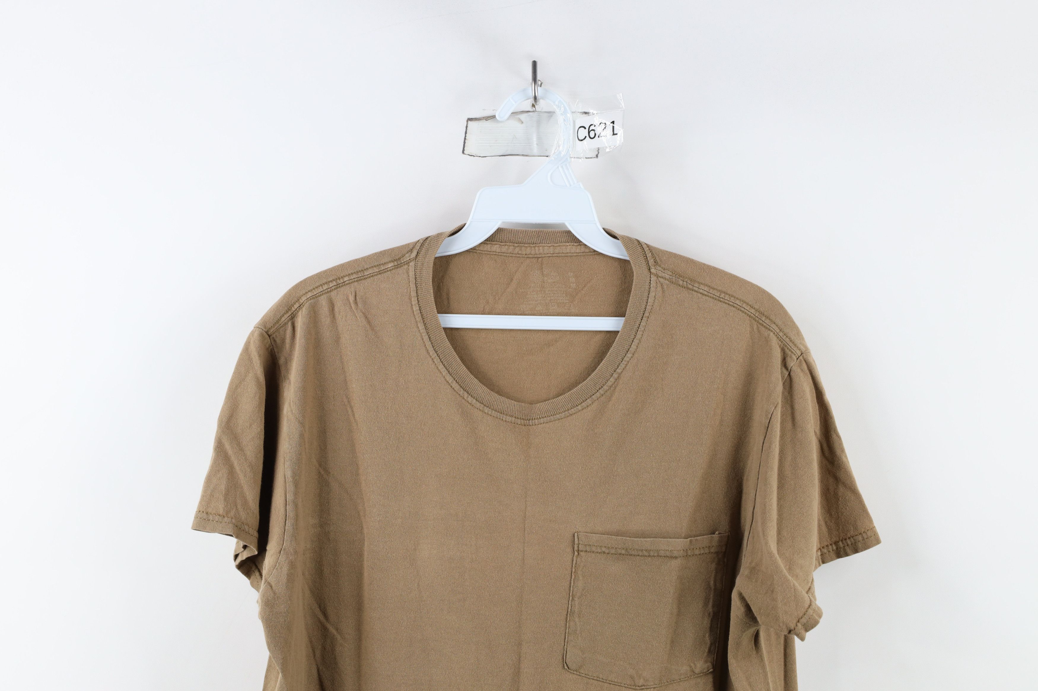 Vintage Vintage Y2K Streetwear Blank Pocket T-Shirt Brown Cotton Size US M / EU 48-50 / 2 - 2 Thumbnail