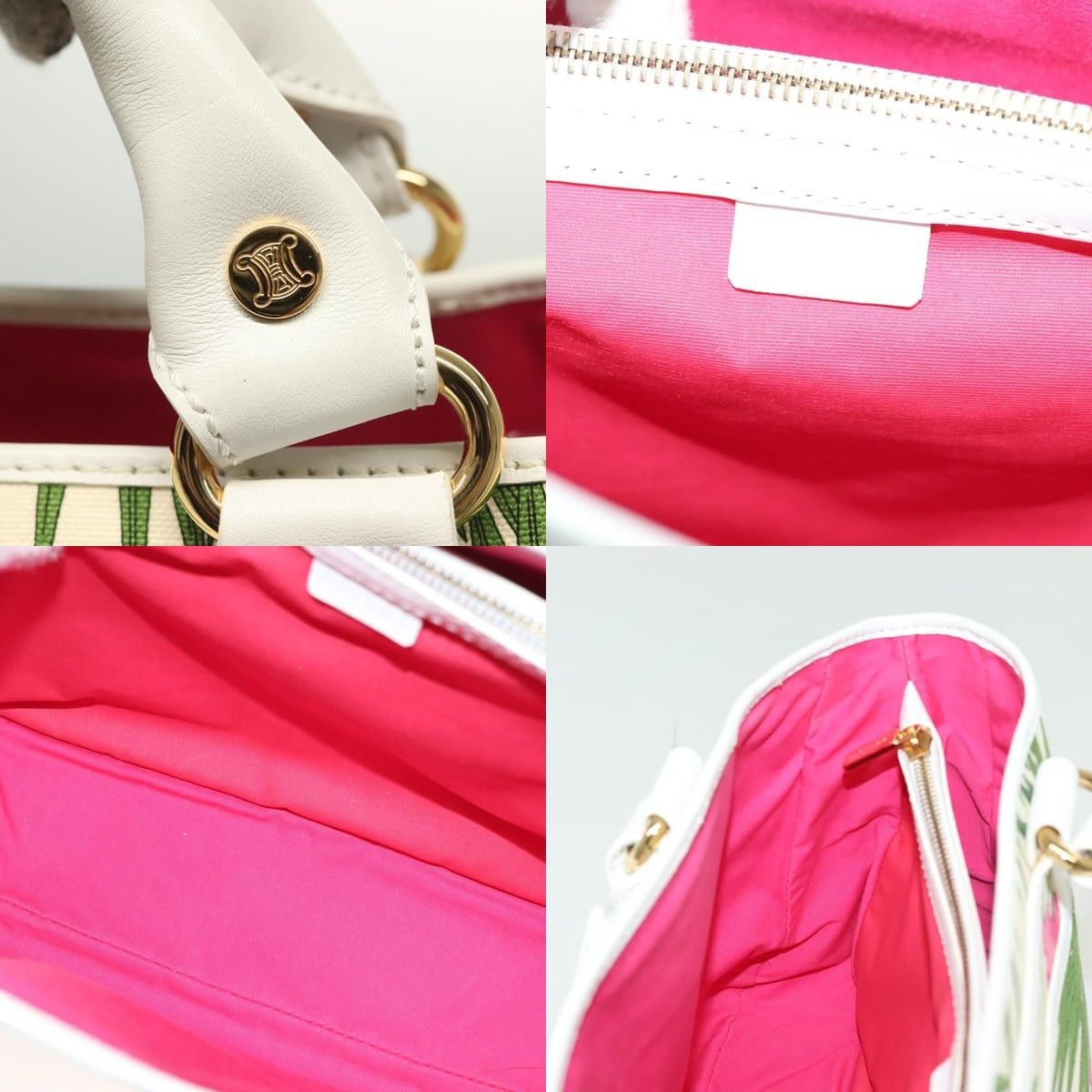 Celine CELINE Hand Bag Canvas White Gold Size ONE SIZE - 11 Thumbnail