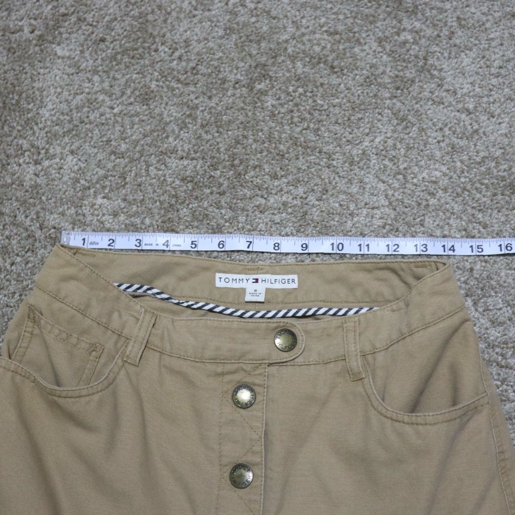 Tommy Hilfiger TOMMY HILFIGER Skirt Above Knee Beige Khaki Size 8 Womens Cotton Blend Casual Vintage No Size 30" / US 8 / IT 44 - 5 Thumbnail