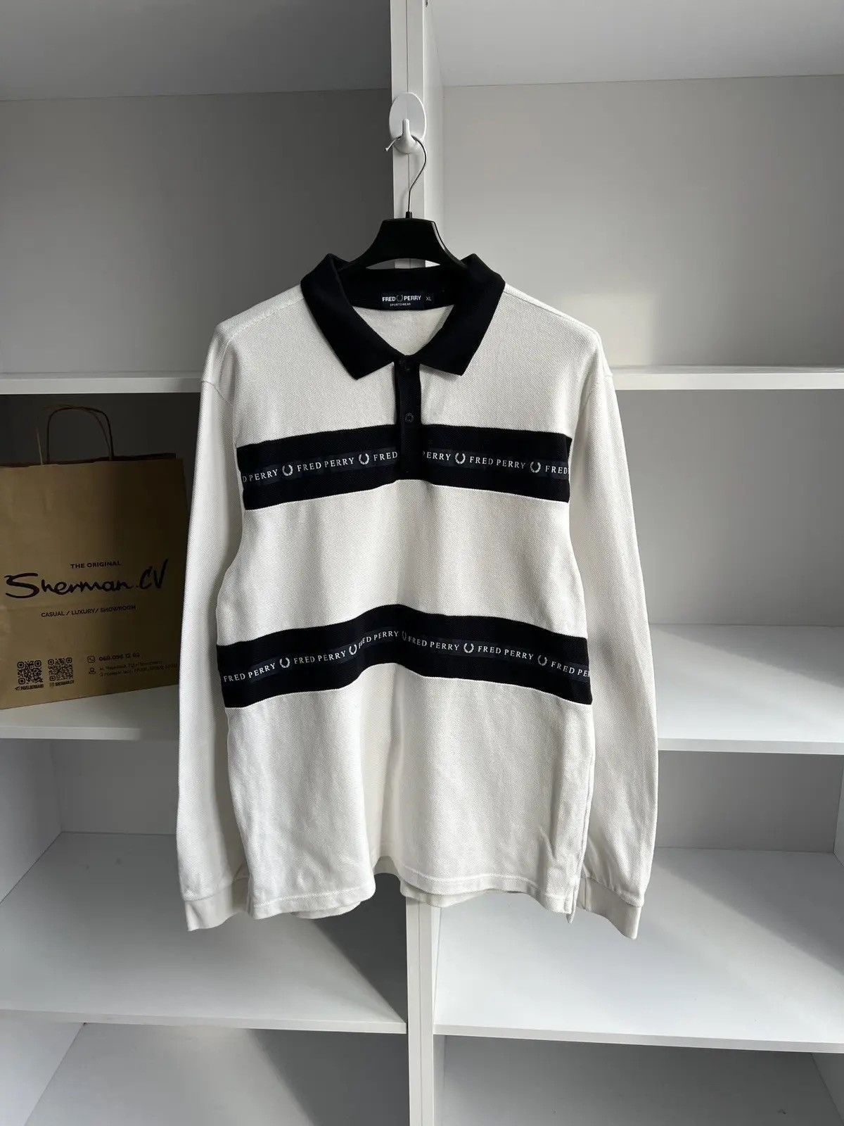 Fred Perry × Vintage Vintage Fred Perry Logo Rugby long sleeve Size US XL / EU 56 / 4 - 3 Thumbnail
