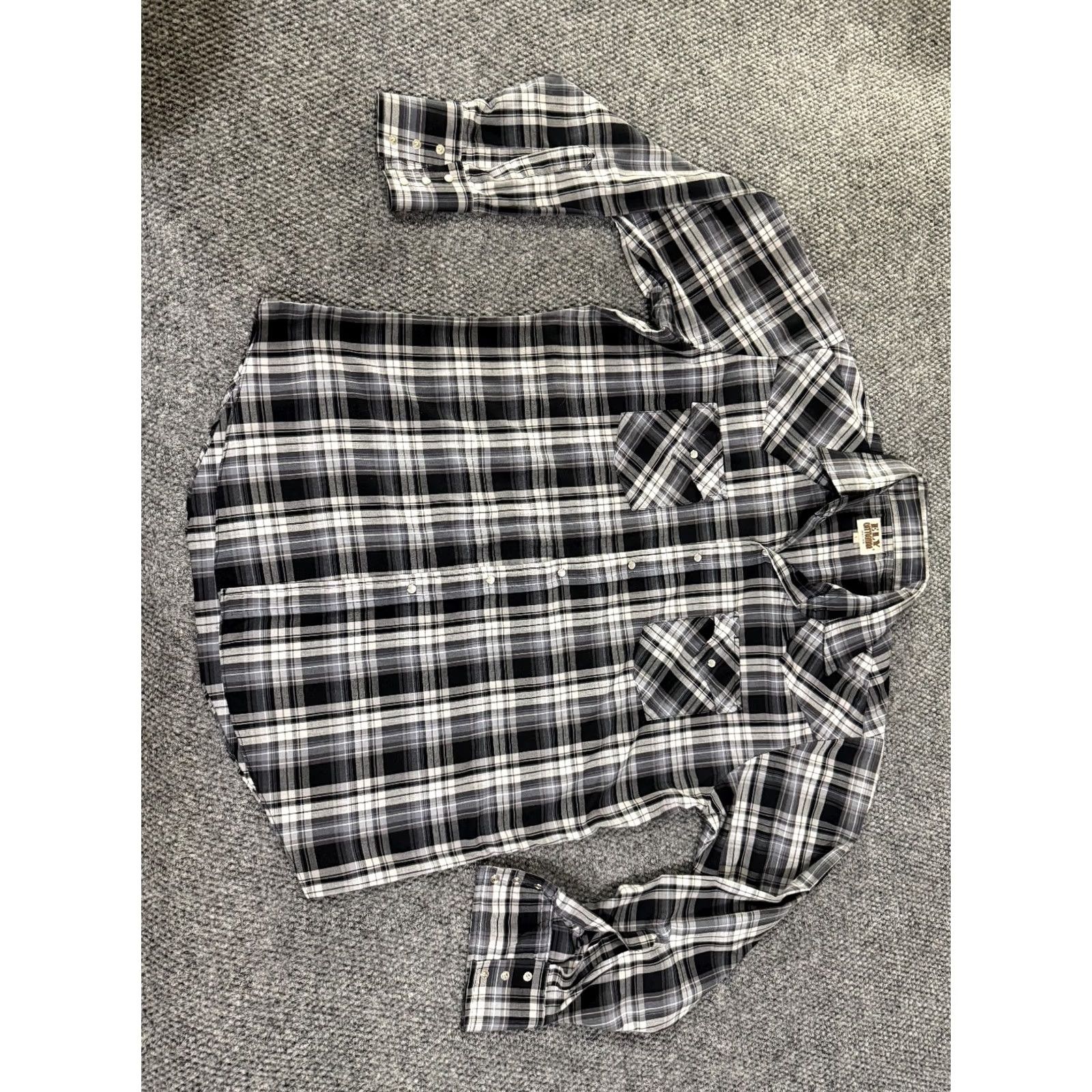 Vintage Ely Cattleman Button-Up Shirt Mens L Black Plaid Western Snap Button-up Shirt Mens Large Black plaid Western Pearl snap Size US L / EU 52-54 / 3 - 4 Thumbnail