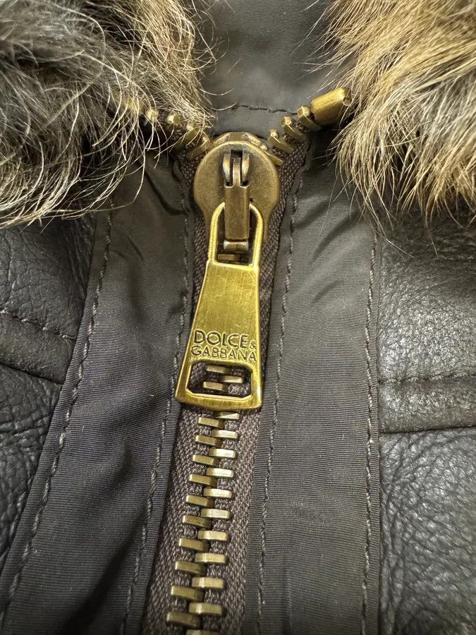 Dolce & Gabbana × Vintage FW2008 Dolce & Gabbana Black Hybrid Faux Fur Collar Leather Jacket Size L / US 10 / IT 46 - 8 Thumbnail