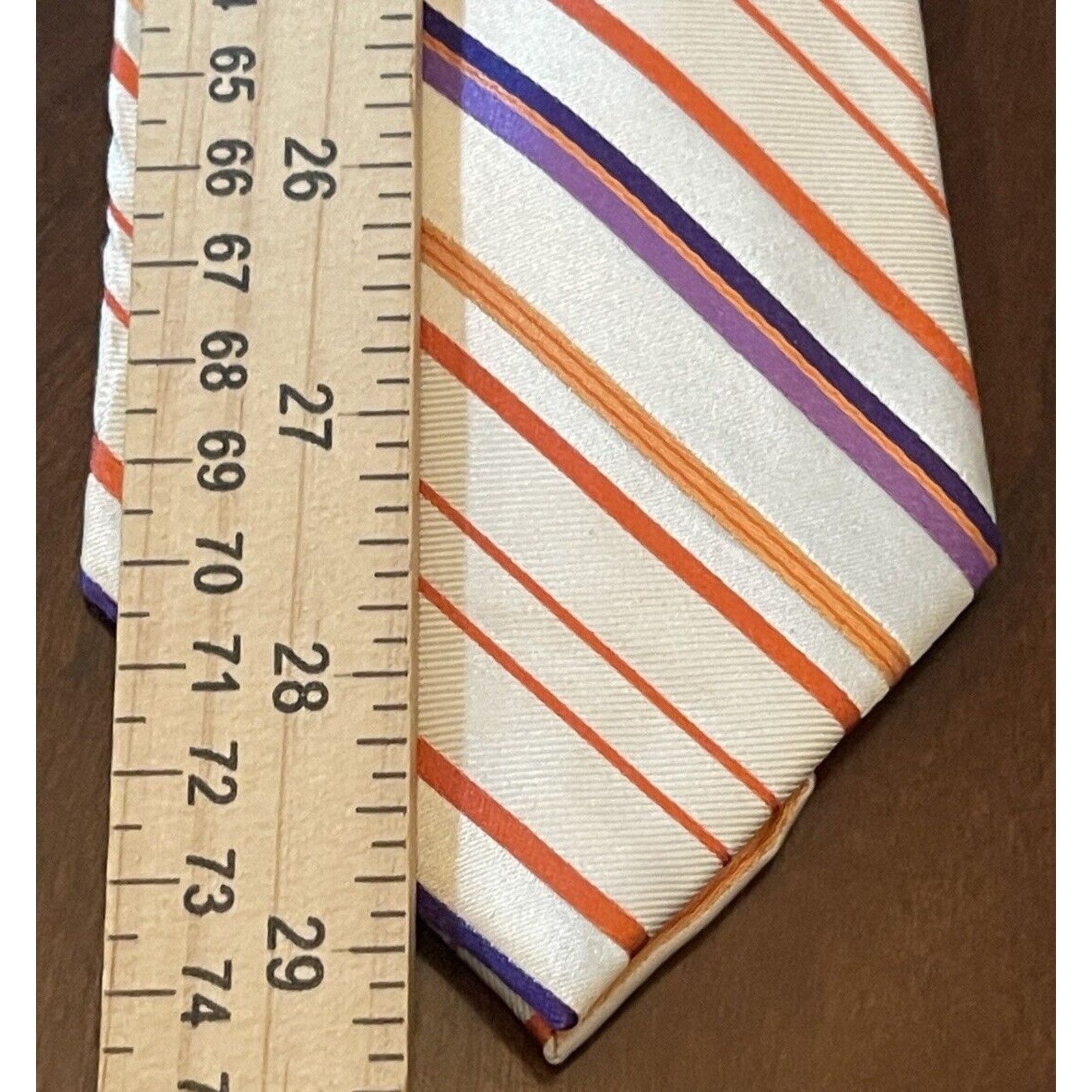 Express Express Orange Purple 100% Silk Men’s Neck Tie Made In China Size ONE SIZE - 6 Thumbnail