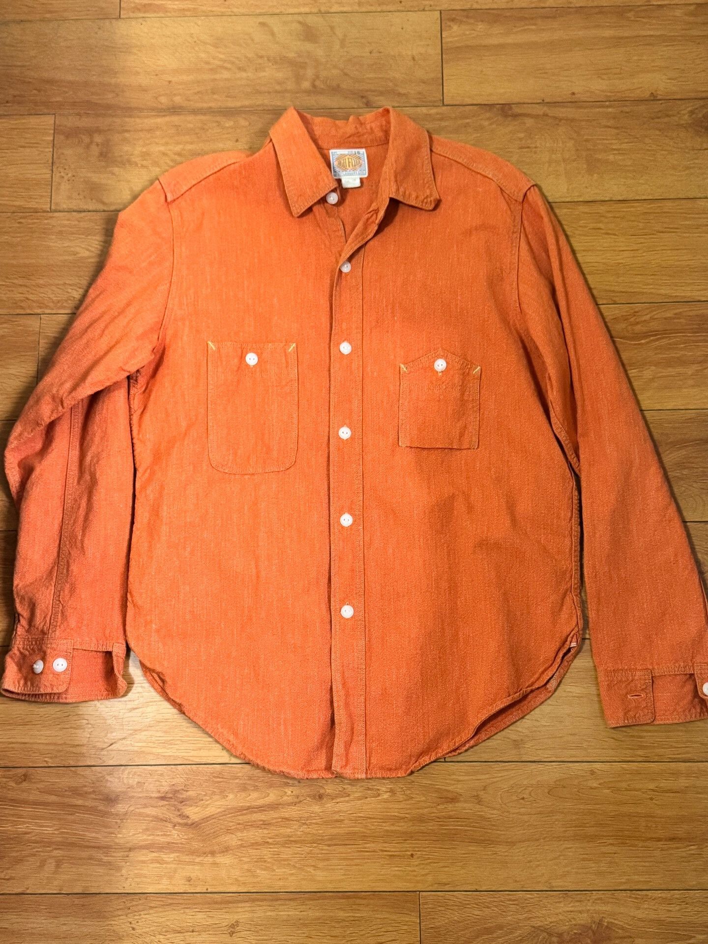 Freewheelers Orange Pepper Salt Fabric Shirt Size US XL / EU 56 / 4 - 1 Thumbnail