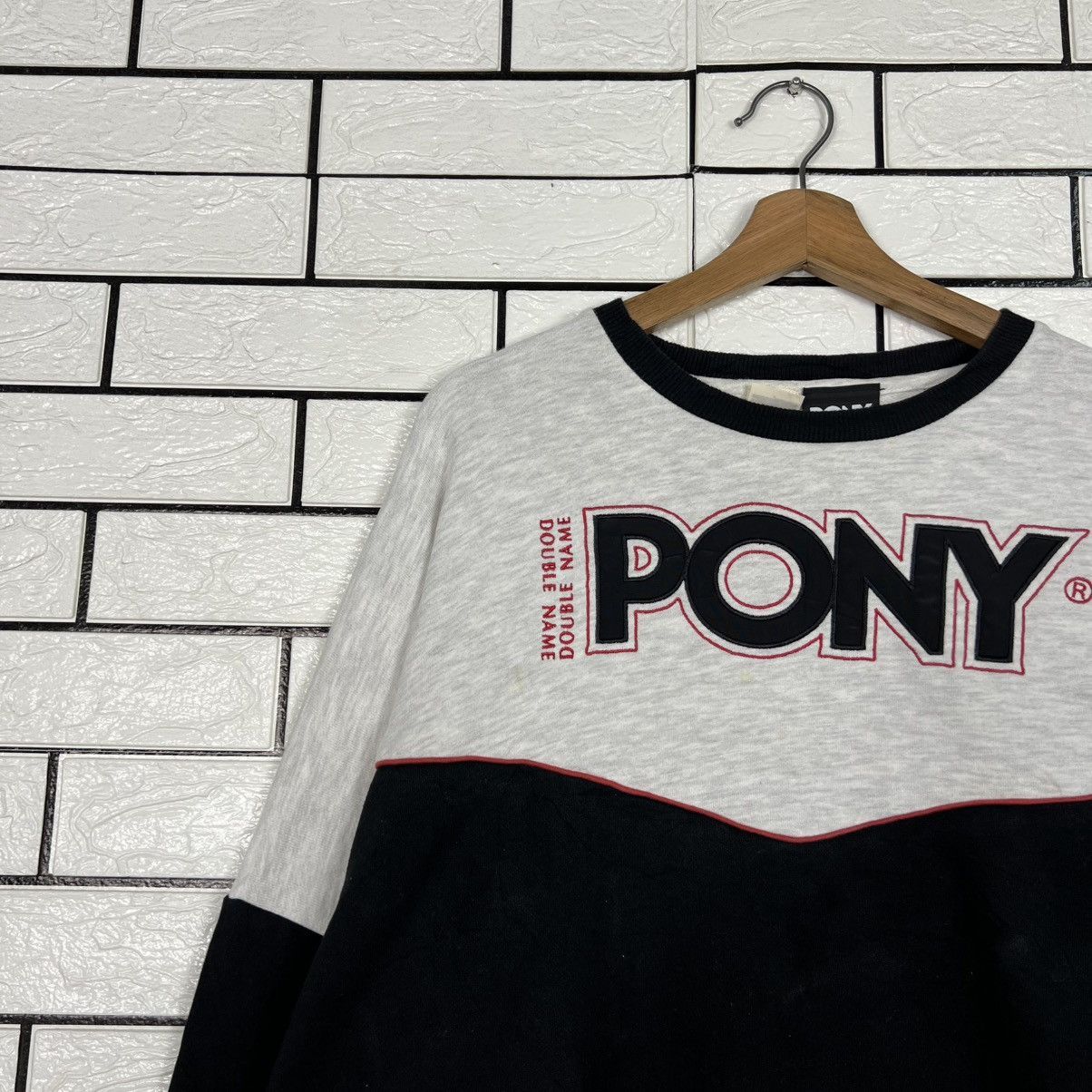PONY PONY X DOUBLE NAME Big Logo Cropped Sweatshirt #4206-C192 Size ONE SIZE - 3 Thumbnail