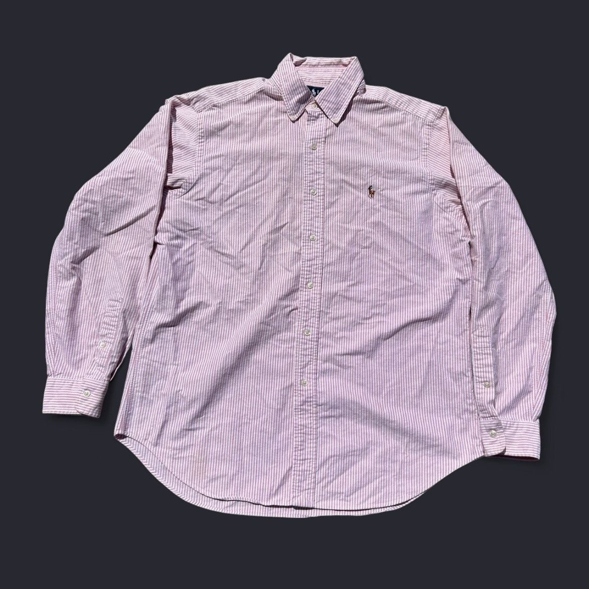 Ralph Lauren × Vintage VTG 90s Ralph Lauren Men's 16 Pink/White Pinstripe 34/35 Size US XL / EU 56 / 4 - 2 Thumbnail