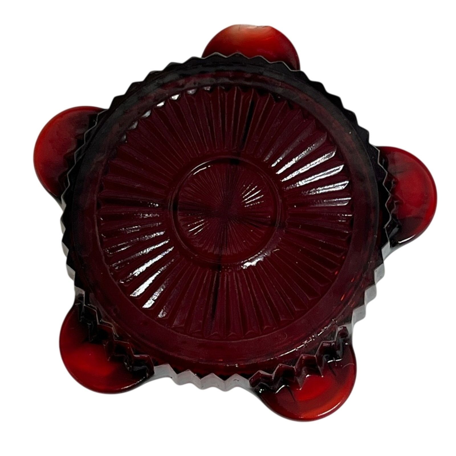 Vintage Vintage Ashtray Ruby Red Glass Fancy Design Size ONE SIZE - 4 Thumbnail