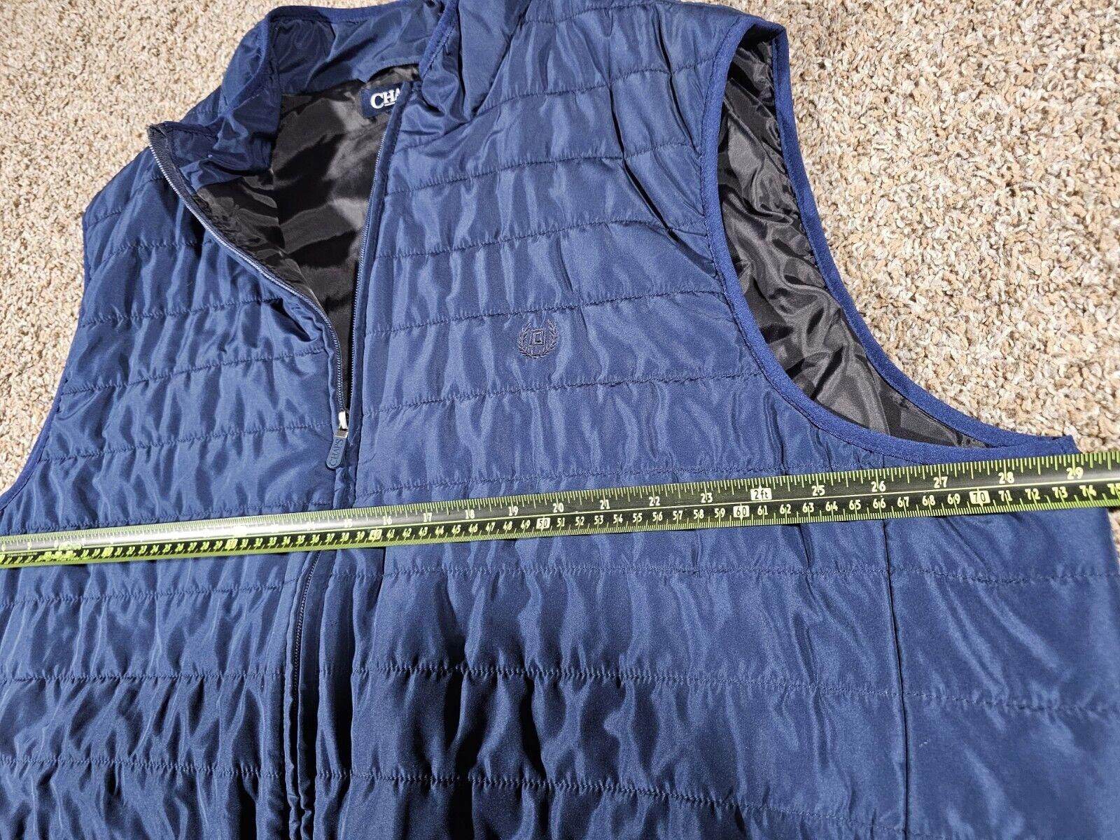 Chaps Chap's Men 3XLT Tall Blue Puffer Full Zip Vest Logo Golf Size ONE SIZE - 6 Thumbnail