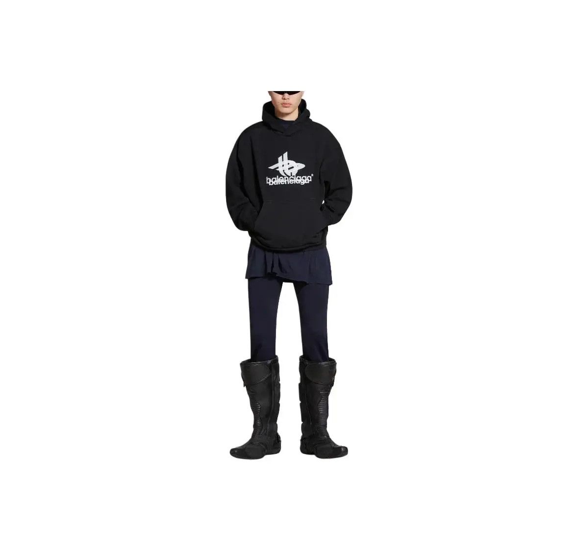 Balenciaga o1bcso1str1224 Layered Sports Hoodie Medium Fit Black/White Size US XS / EU 42 / 0 - 4 Thumbnail