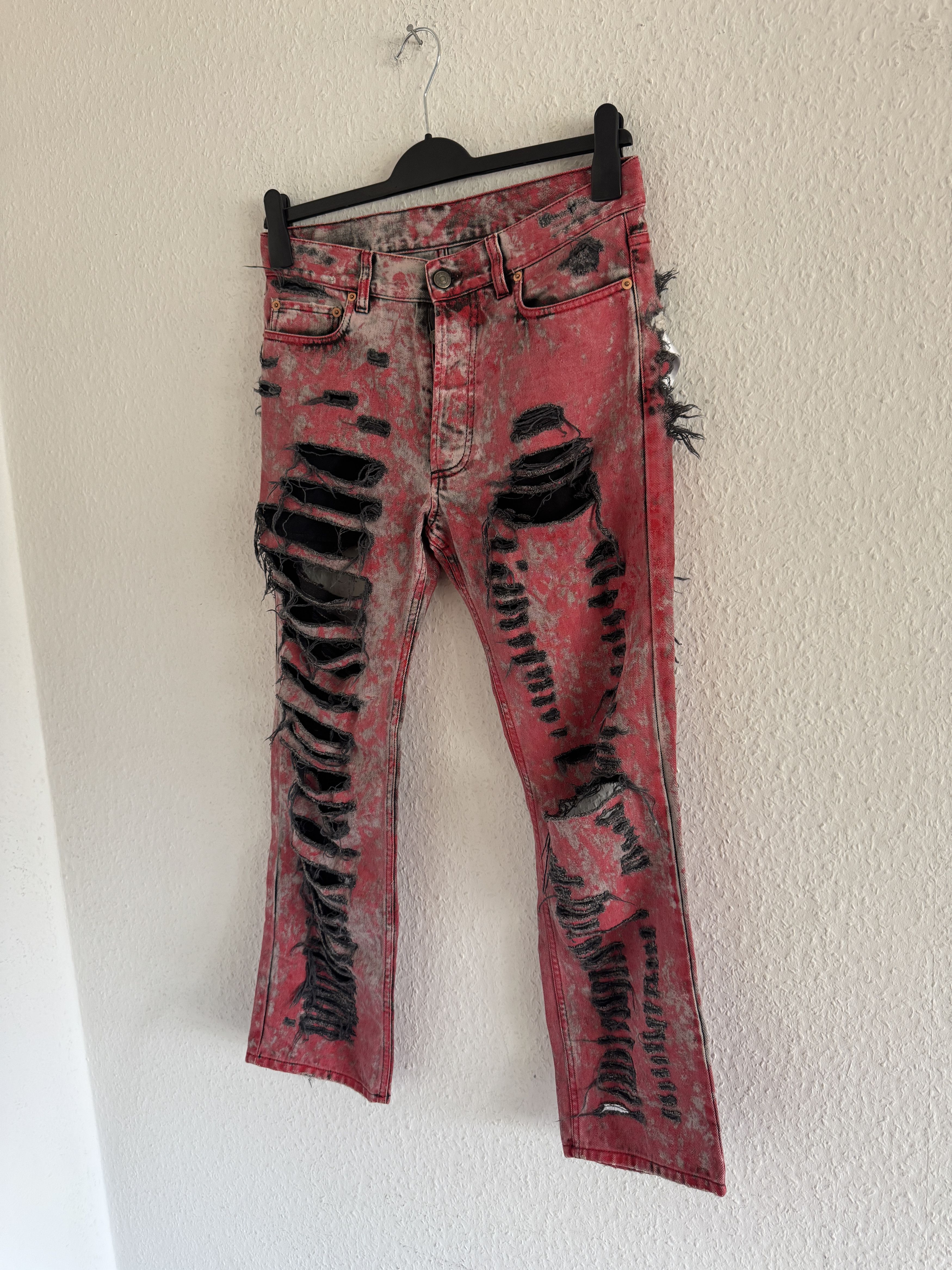 Gucci Distressed Red Destroyed Denim Pants Size US 32 / EU 48 - 2 Thumbnail