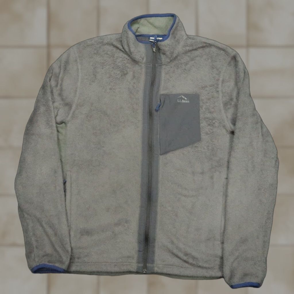 LL Bean Jacket Mens Extra Large Hybird Fleece Full Zip Pockets Gray Adventure Mens