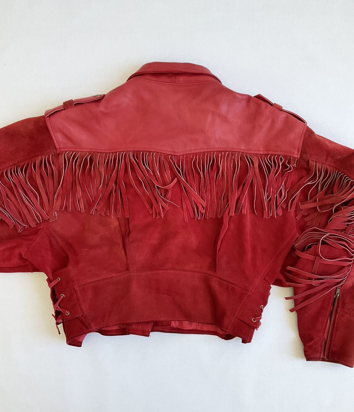 Vintage Vintage red leather jacket with bangs Size L / US 10 / IT 46 - 10 Thumbnail