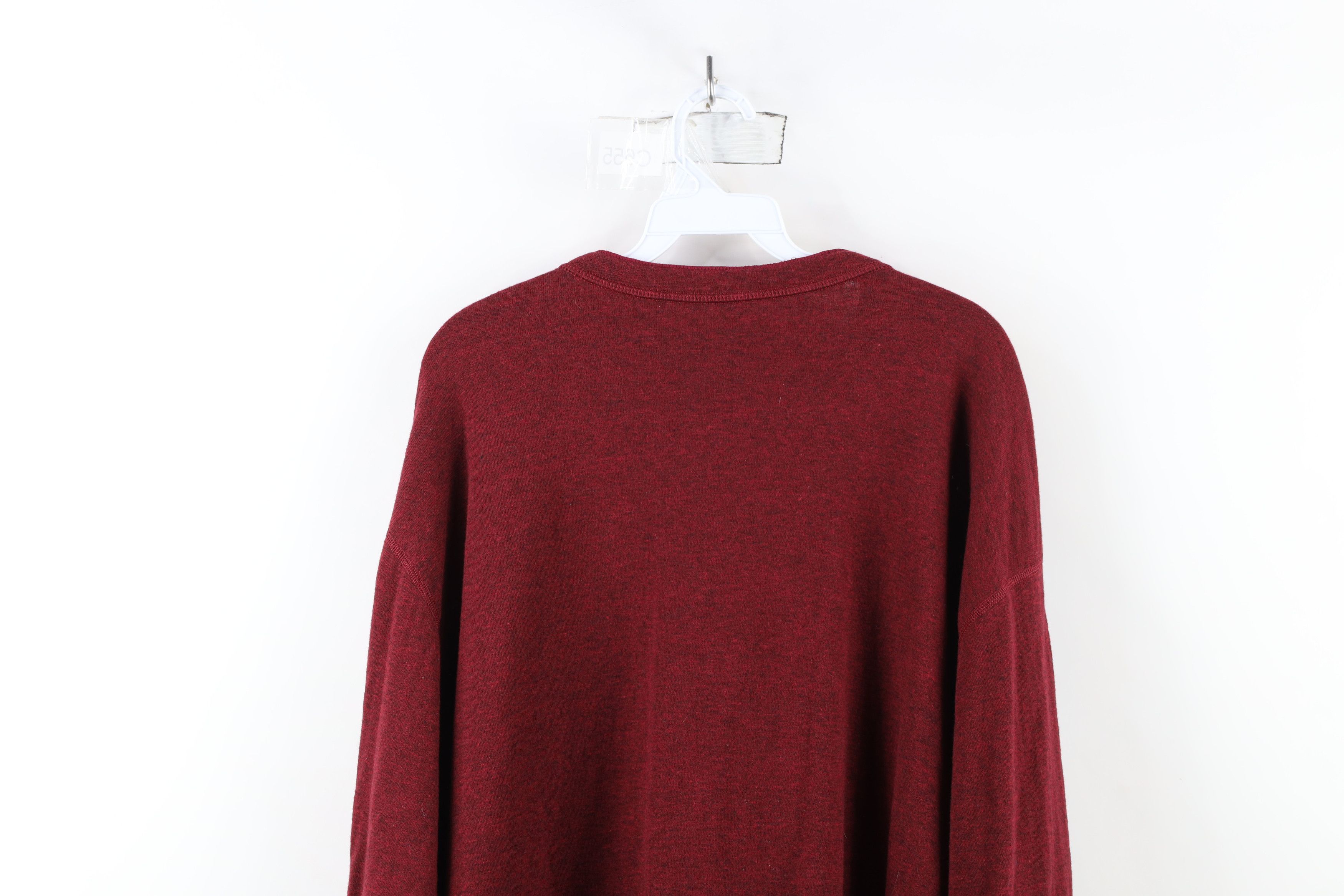 L.L. Bean × Vintage Vintage LL Bean Wool Blend Thermal Knit Henley T-Shirt Red Size US XL / EU 56 / 4 - 11 Thumbnail