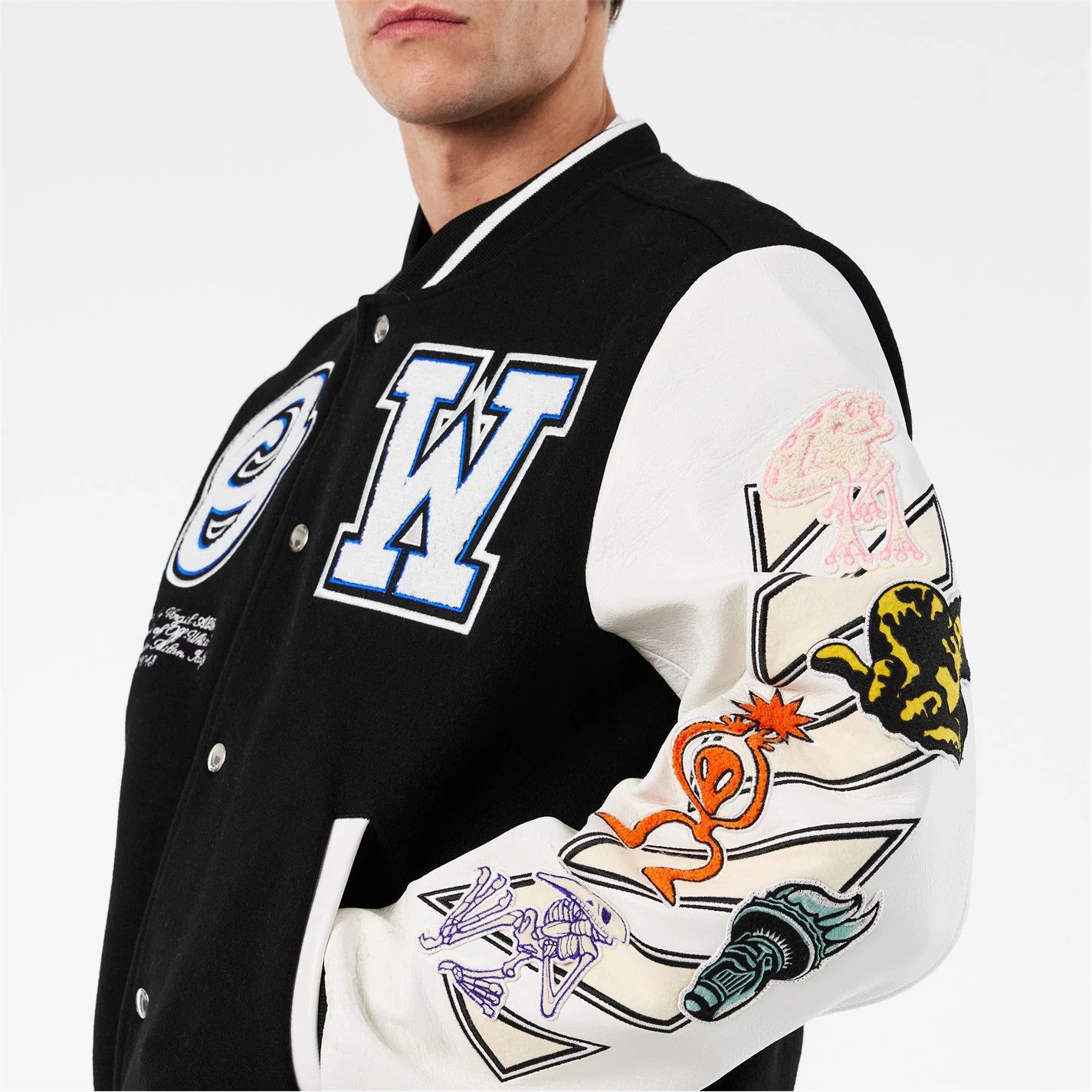 Off-White o1g2r1mq0326 Relaxed Fit Varsity Jacket in Multicolor Size US XXS / EU 40 - 5 Thumbnail