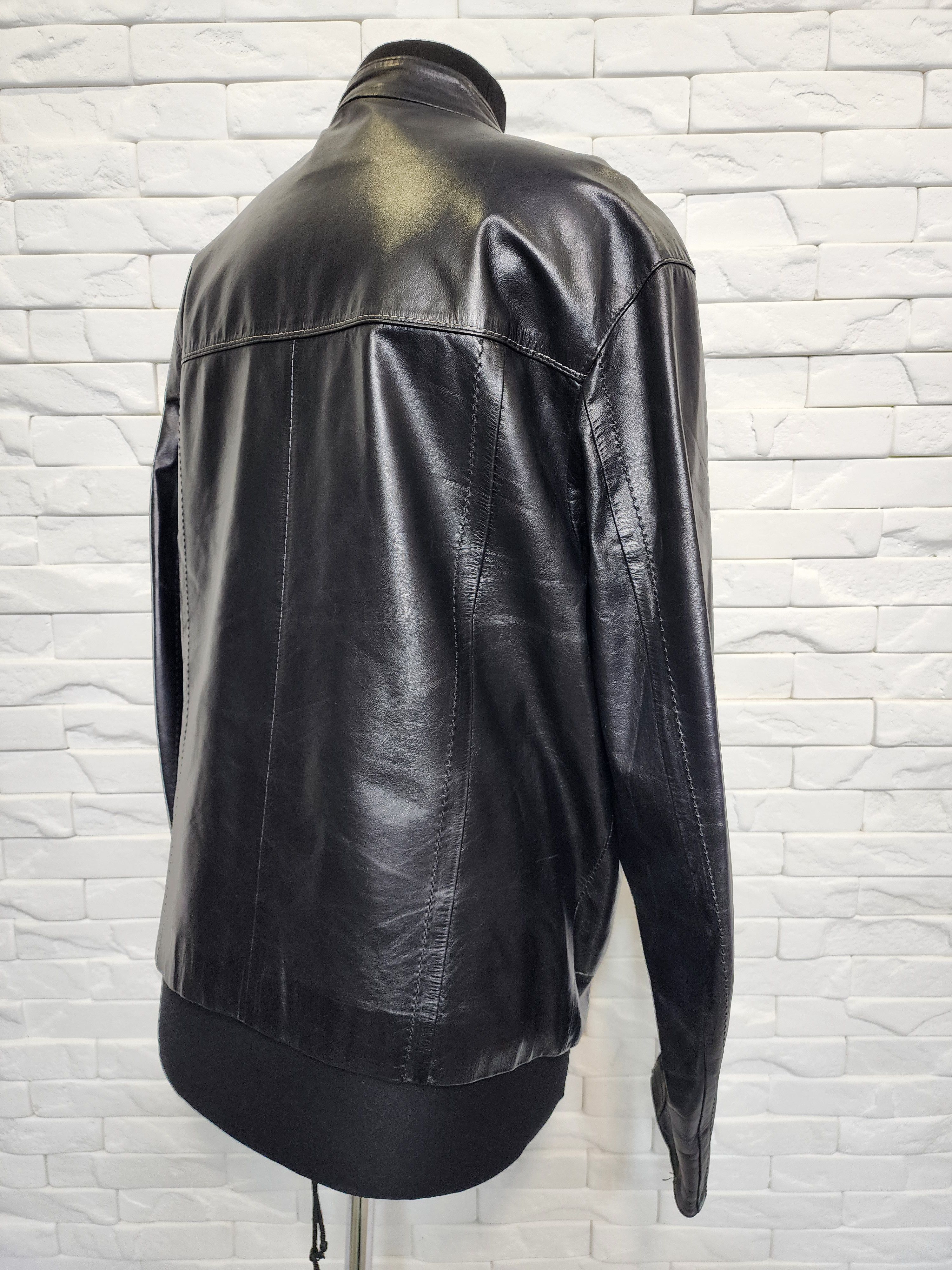 Genuine Leather Men's Black Genuine Leather Jacket: Zippered Pockets Size US L / EU 52-54 / 3 - 5 Thumbnail